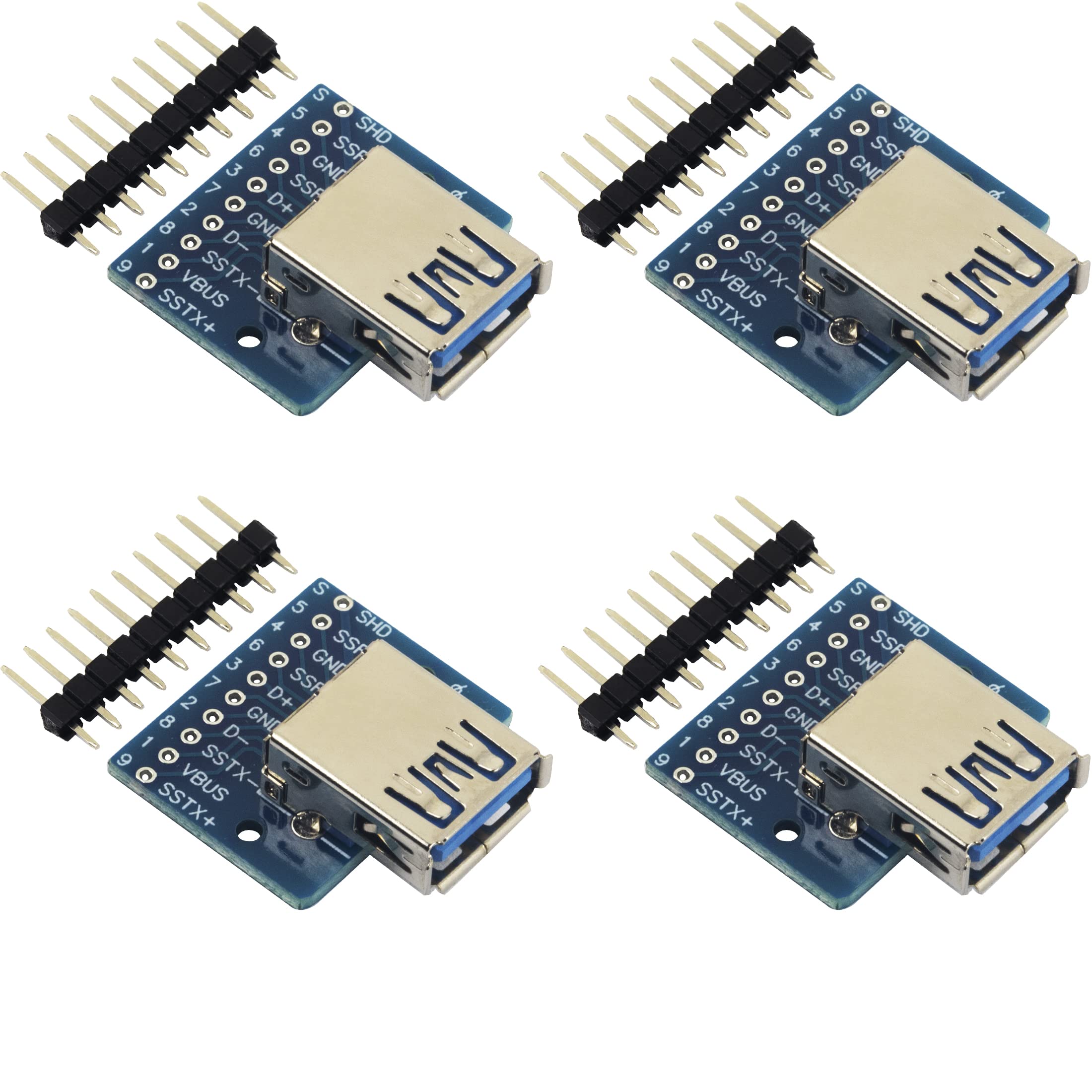 4pcs USB 3.0 Type A Female Breakout Board USB to DIP Adapter 10 Pins 0.1" Pitch with Straight Pin Headers-picture-25