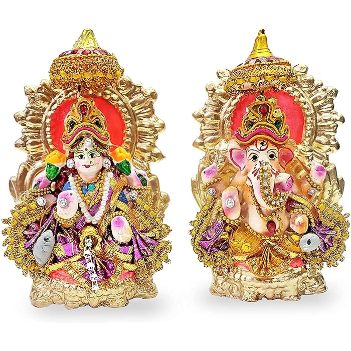 Buy Satvik Clay Laxmi Ganesh Statue 6 Beautiful Pair of Lord Ganesha