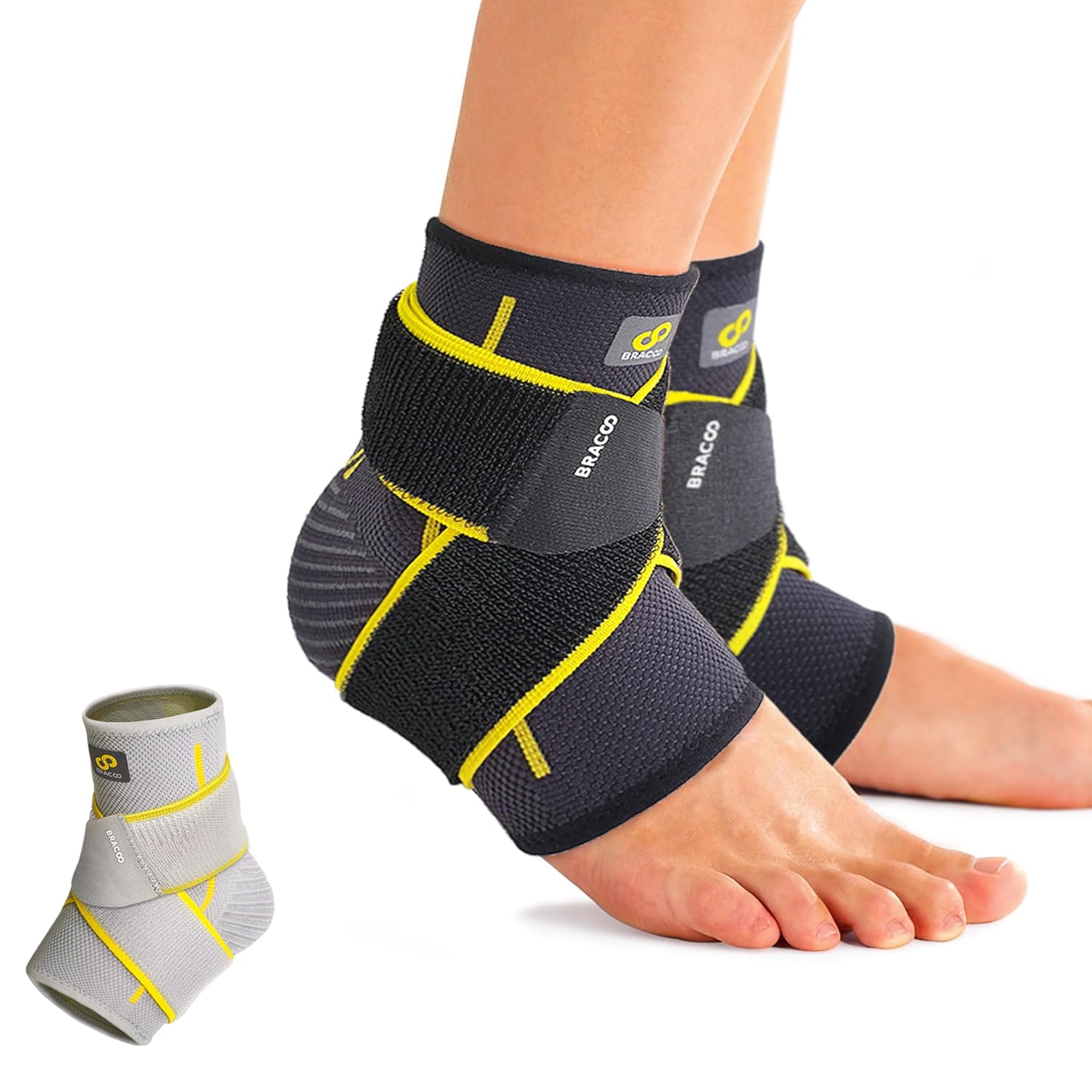 BRACOO FS60 Ankle Support Airy Sleeve 1 Pair, Adjustable Compression