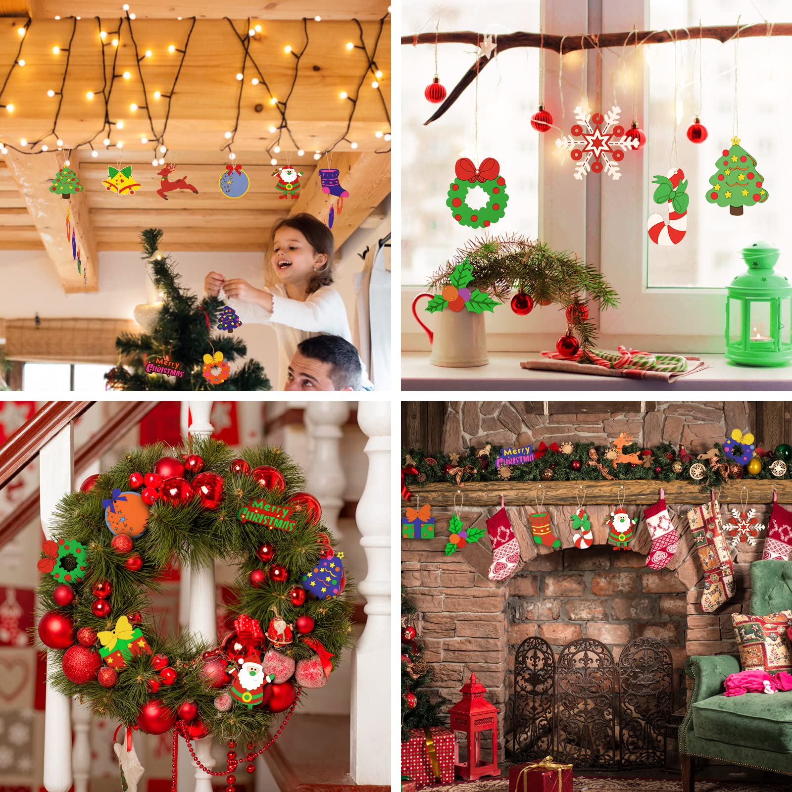 Skylety Weihnachts-Filzstrümpfe Set - 12 Stück Rot & Grün Für Baumdeko Geschenke