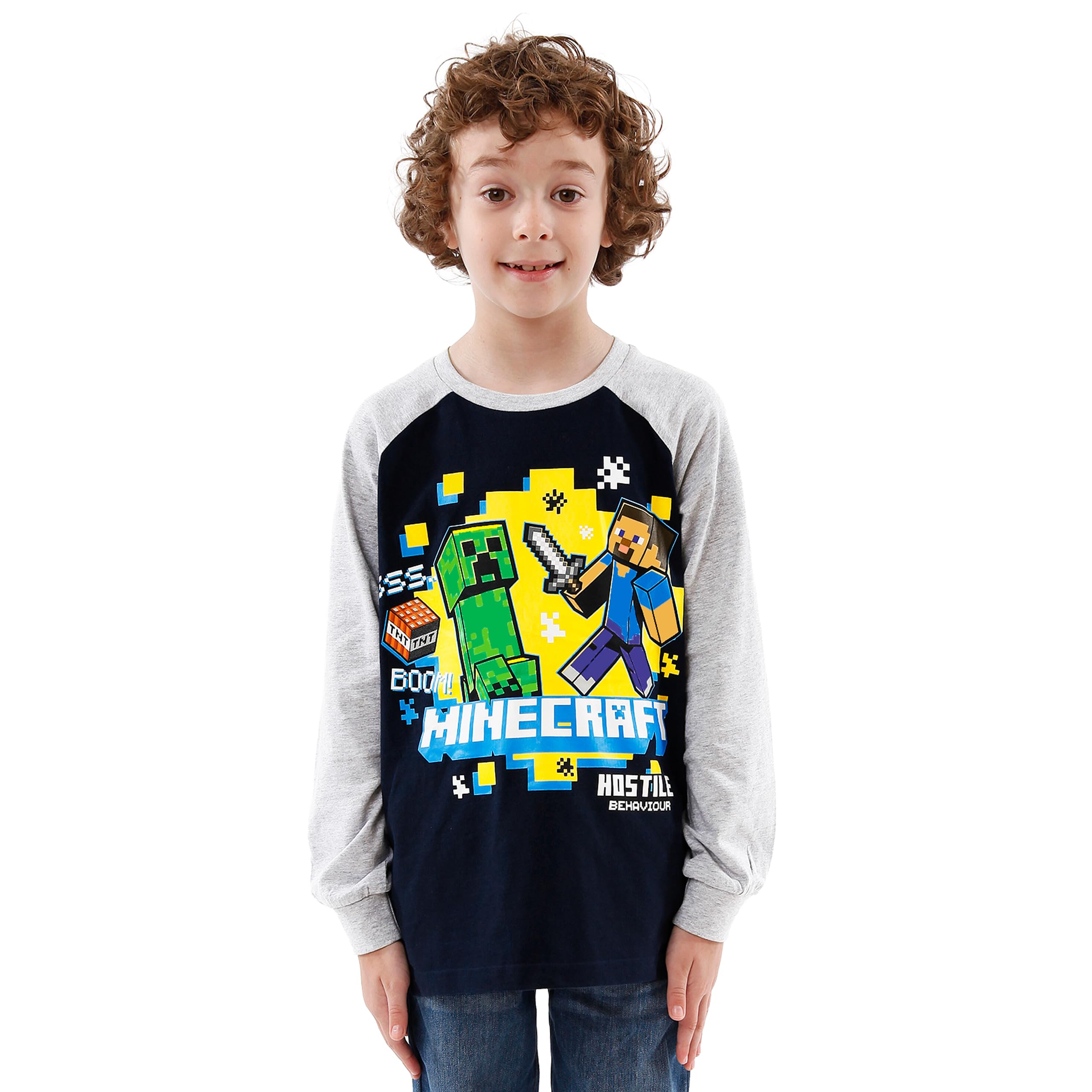 Minecraft Camiseta de Mangas largas para niño