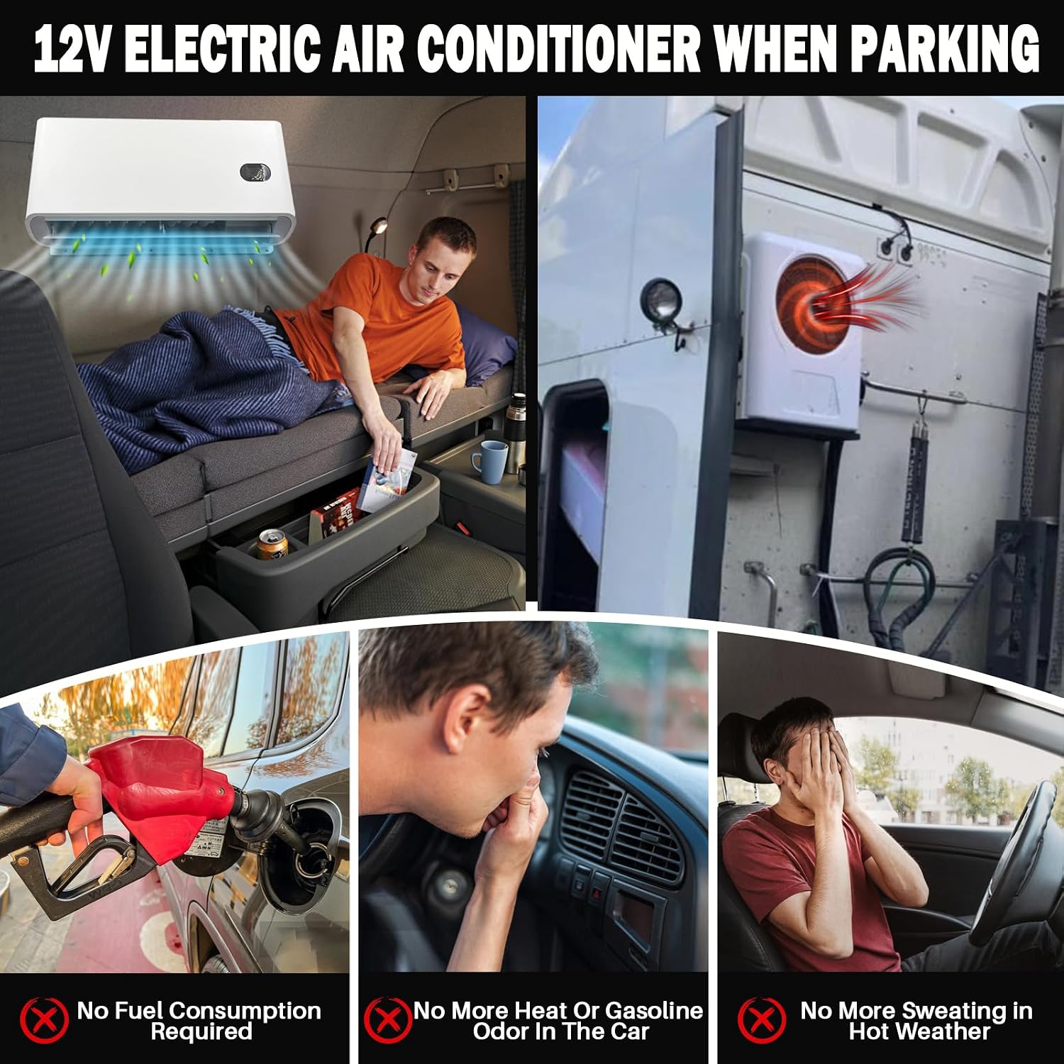 24V Truck Air Conditioner, 10000 BTU Split AC Unit, 24V Air Conditioner - Mini Split DC APU for Trucks/RVs/Vans - Low Noise Cooling System (Semi, Pickup, Sleeper Cab, Buses, Car)