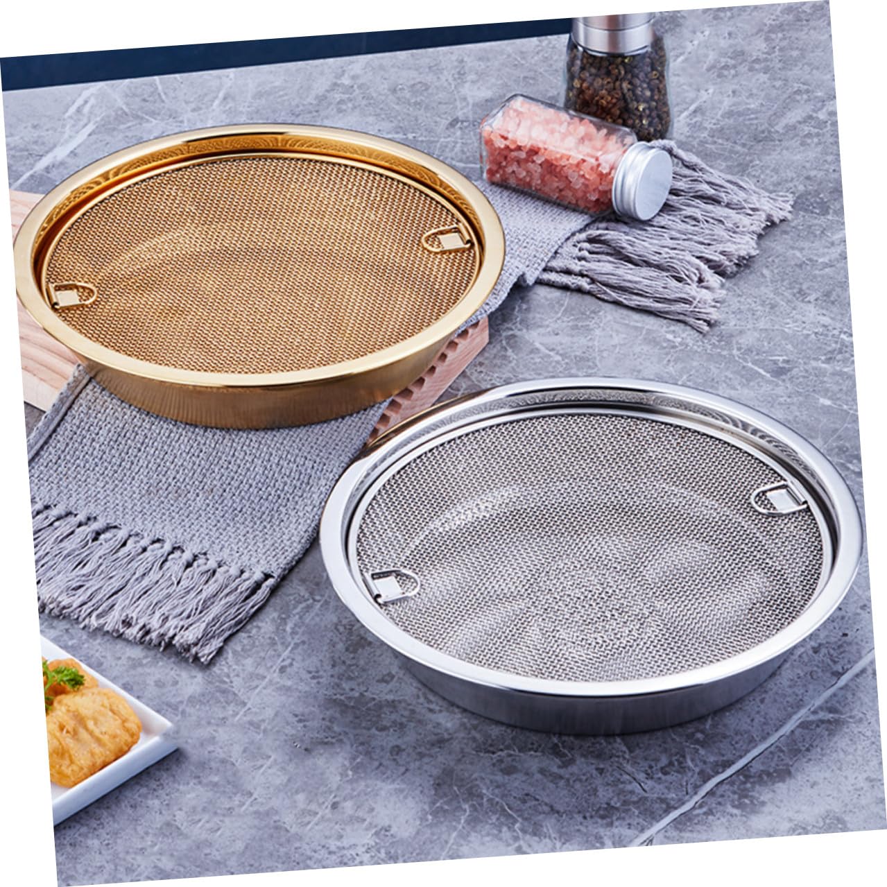 Set Colino a Maglia Fine in Acciaio Inox Vassoio, Argento