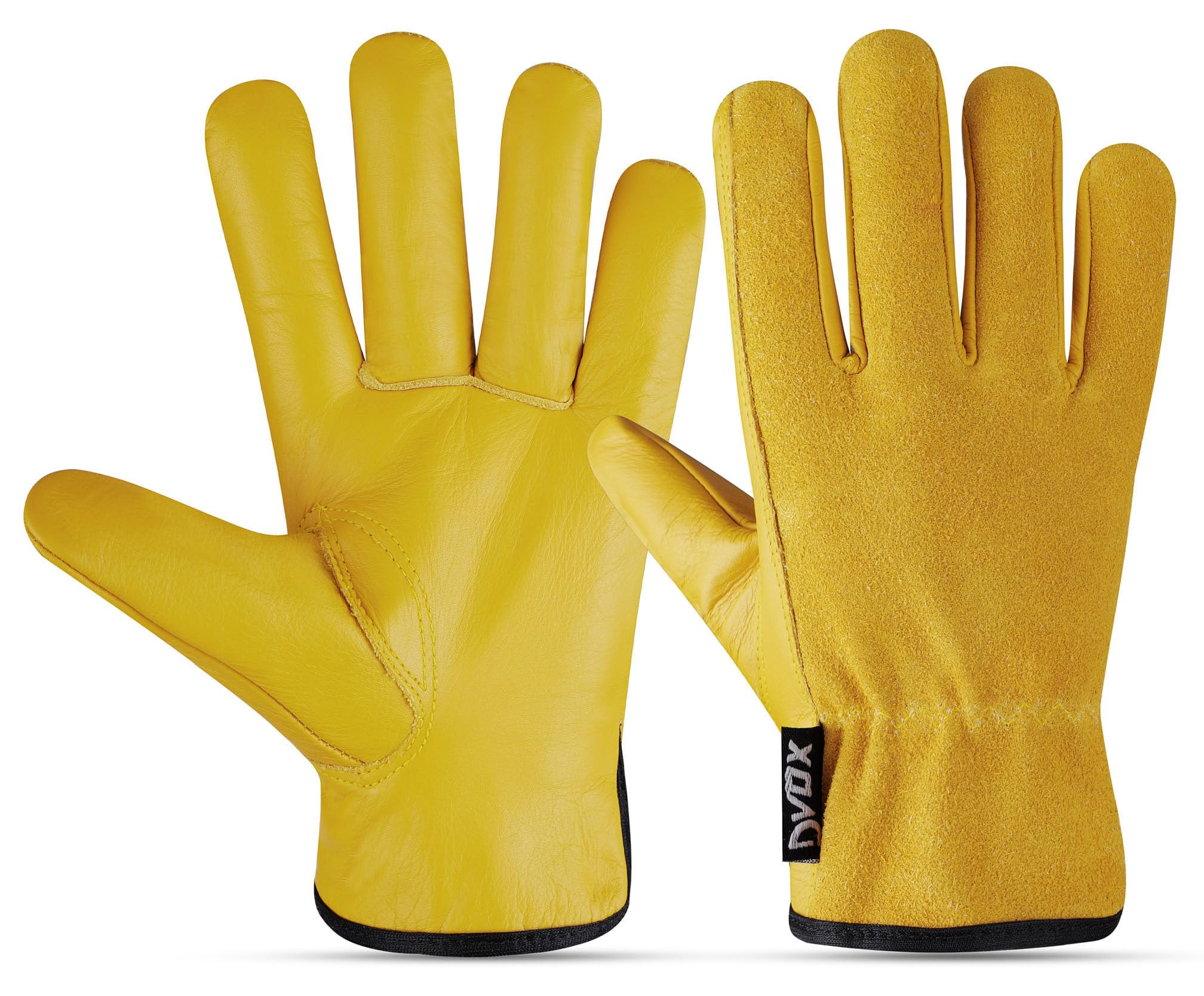 Dvox Leather Work Gloves for Men and Women, Thorn Proof Gardening Gloves, Heavy Duty Breathable Flexible Work Gloves with Strong Grip for Gardening, Construction, Yard Work and Outdoor Tasks (XL)