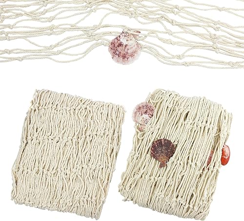 Miniatura 1 de Paquete de 2 redes de pesca decorativas, 79 x 39 pulgadas, decoración de pared natural para decoración del hogar, fiesta temática mediterránea, sala