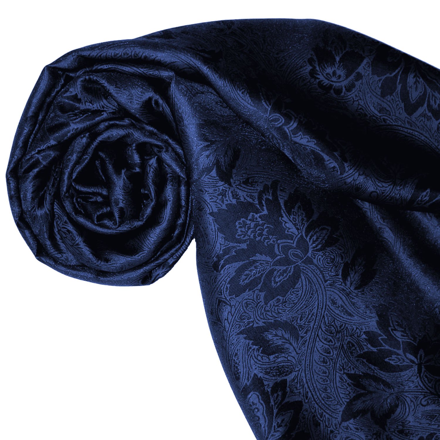 Lorenzo Cana Blauer Damen Schal Luxustuch elegant gewebt in Damastwebung florales Paisley Muster aus Viskose mit Seide 55 cm x 190 cm