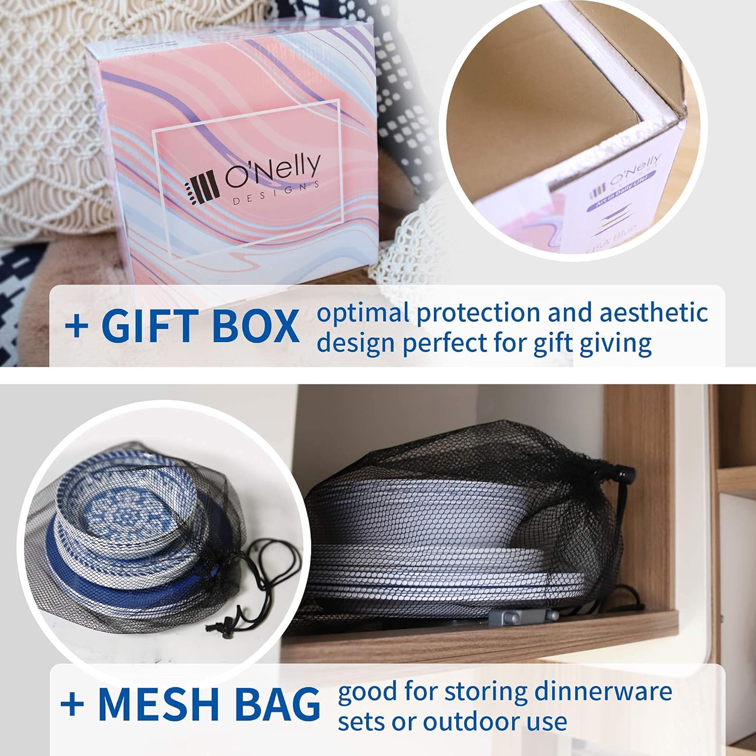 Bеѕt Cуbеr Mоndау 🔥 O'Nelly Designs Melamine Plates and Bowls set 12 pcs, Blue Dinnerware sets for Outdoor, Patio (Including gift box and mesh bag) Flаѕh Dеаlѕ - 40% оƒƒ O'Nelly Designs Melamine Plates and Bowls set 12 pcs, Blue Dinnerware sets for Outdoor, Patio (Including gift box and mesh bag)