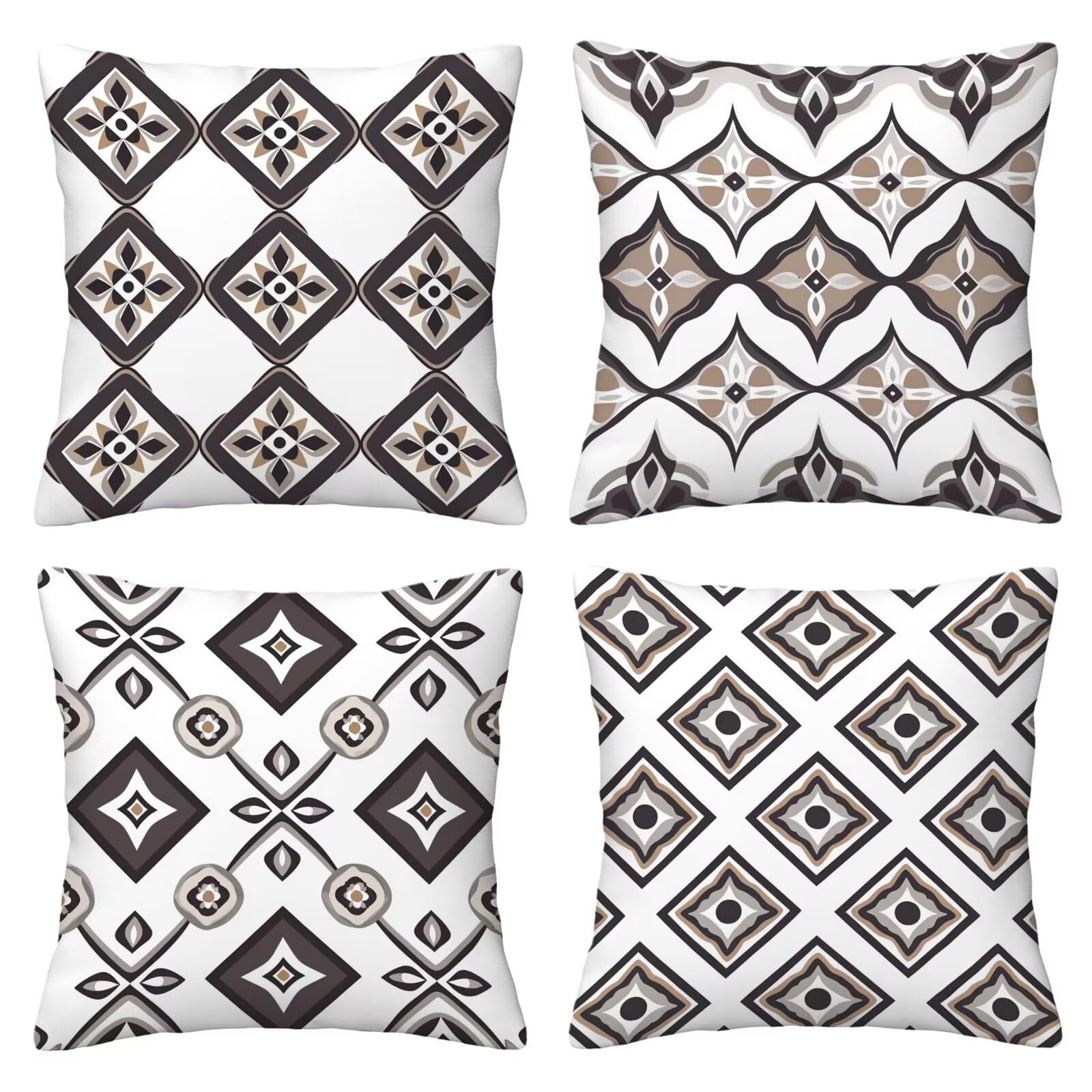 Kissenbezug 55x55 Boho 4er Set Samt Kissenbezüge Braun Zierkissenbezug Kissenhülle Dekorative Weiche Quadratische Dekokissenbezug Sofakissenbezug Couchkissen für Deko Schlafzimmer Wohnzimmer Y-13