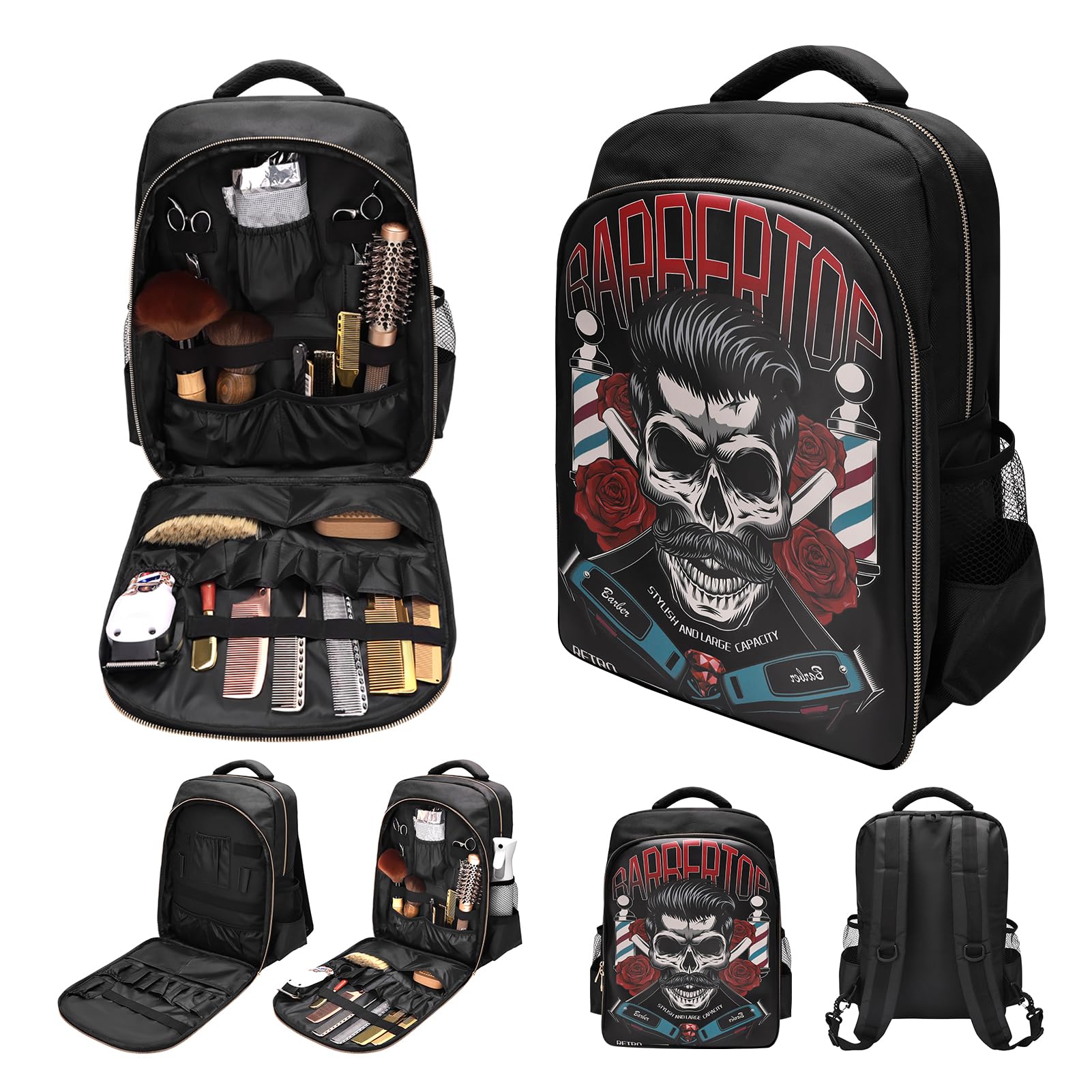 Barber Supplies Clippers Backpack for Hairdresser, With Cape & Brush, Large Travel Bag, Water Proof Accessories for Professional Hair Cutting Tools