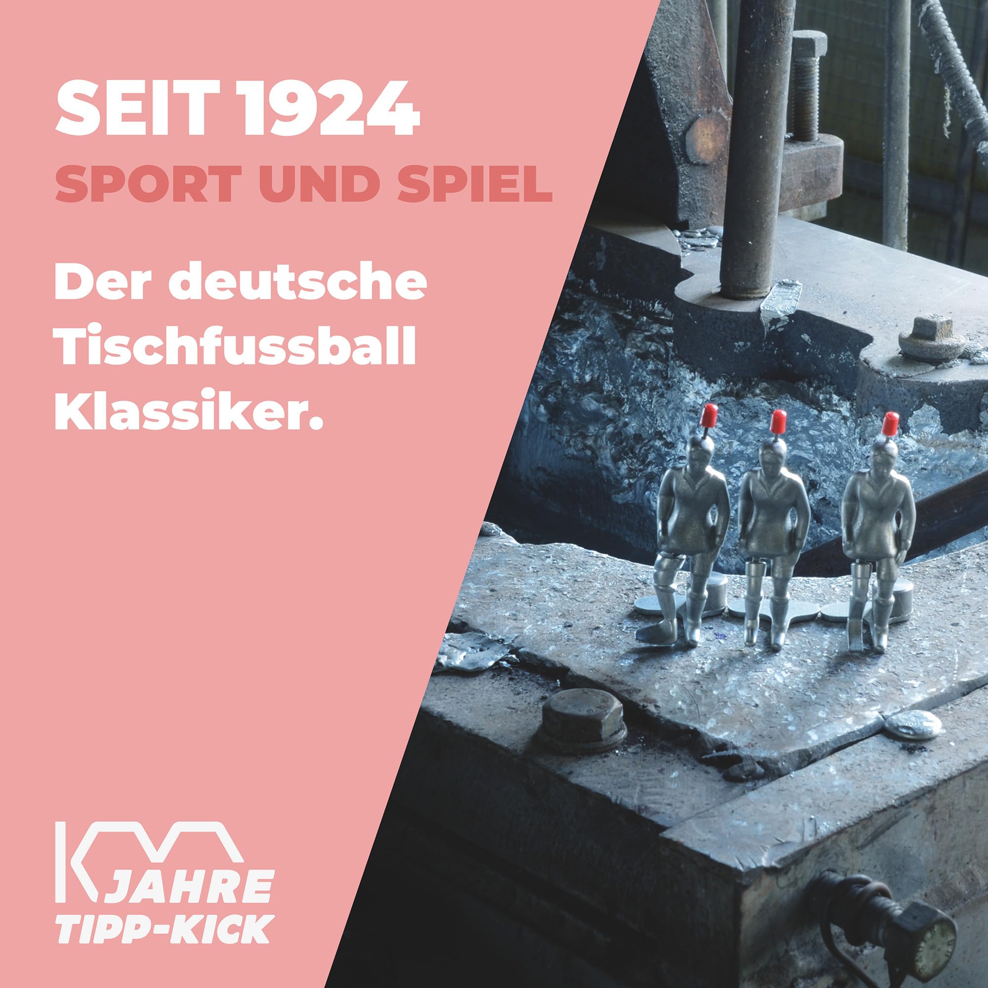 TIPP-KICK Spiel Retro Edition Tischfußball-Set - Nostalgisches Fußball-Spiel im 50er Design mit Spielern, Torwarten, Metall-Toren, Bällen und Spielfeld aus Filz, Geschenkidee für Fans
