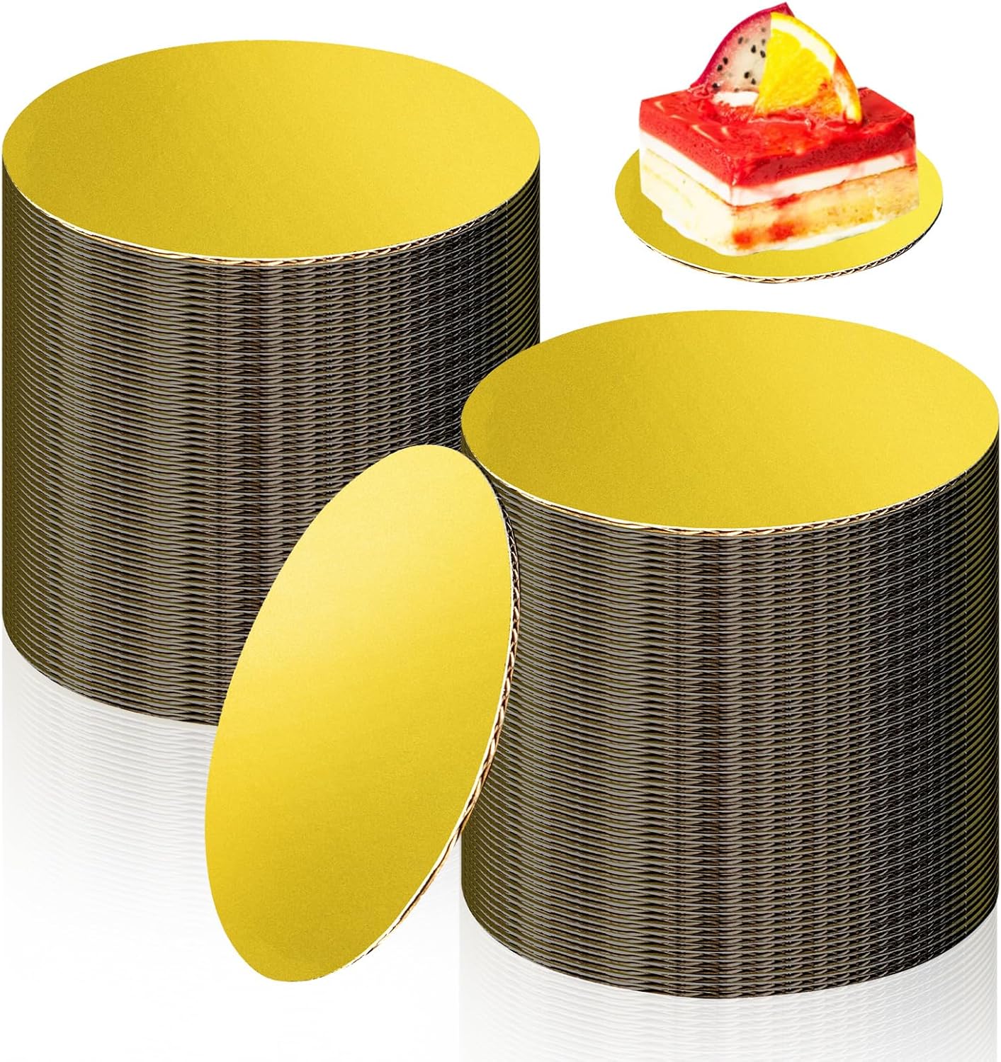 120 Pcs 5 Inch Round Cake Boards - Gold Grease Proof Pastry Boards for Cake Baking