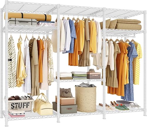 Miniatura 1 de Raybee Perchero de ropa resistente para colgar ropa, percheros ajustables para colgar ropa, armario, perchero portátil de 795 libras con estantes de