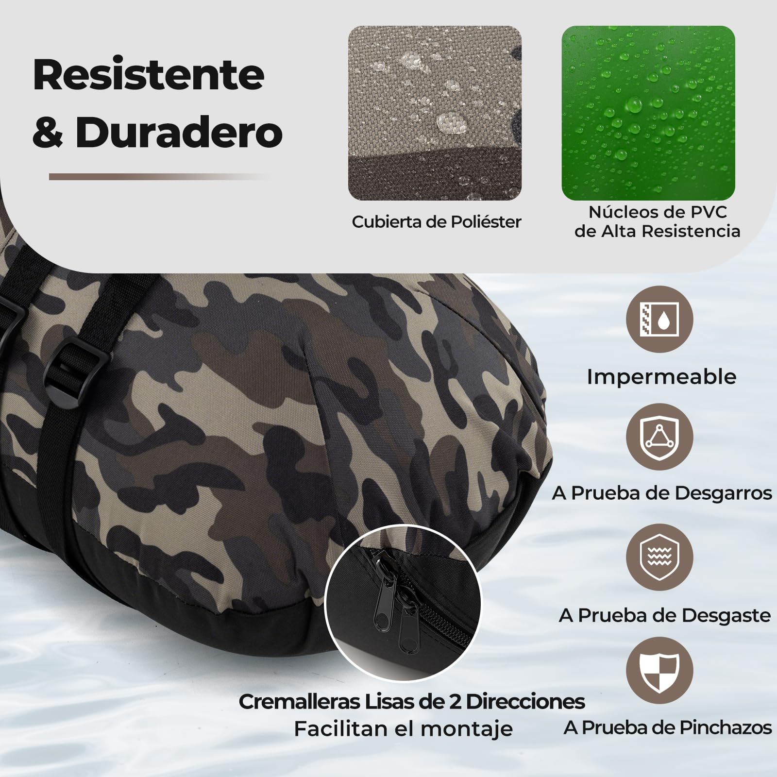 GOPLUS Bote de Pesca Inflable, Barco de Pesca Hinchable con Remo de Aluminio, Aletas, Bomba de Aire, Soporte de Caña de Pescar Ajustable, Bolsillos de Almacenamiento, Portátil