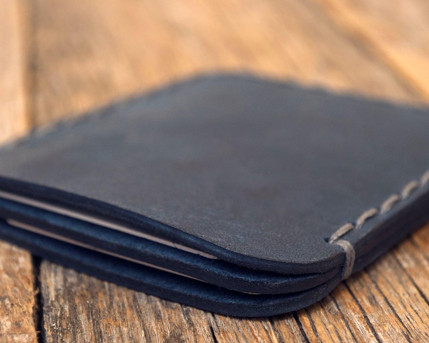 PERSONALIZED Blue Leather Wallet. Credit Card, Cash or ID Holder. Rustic Style Unisex Pouch. Monogram your Name or Initials