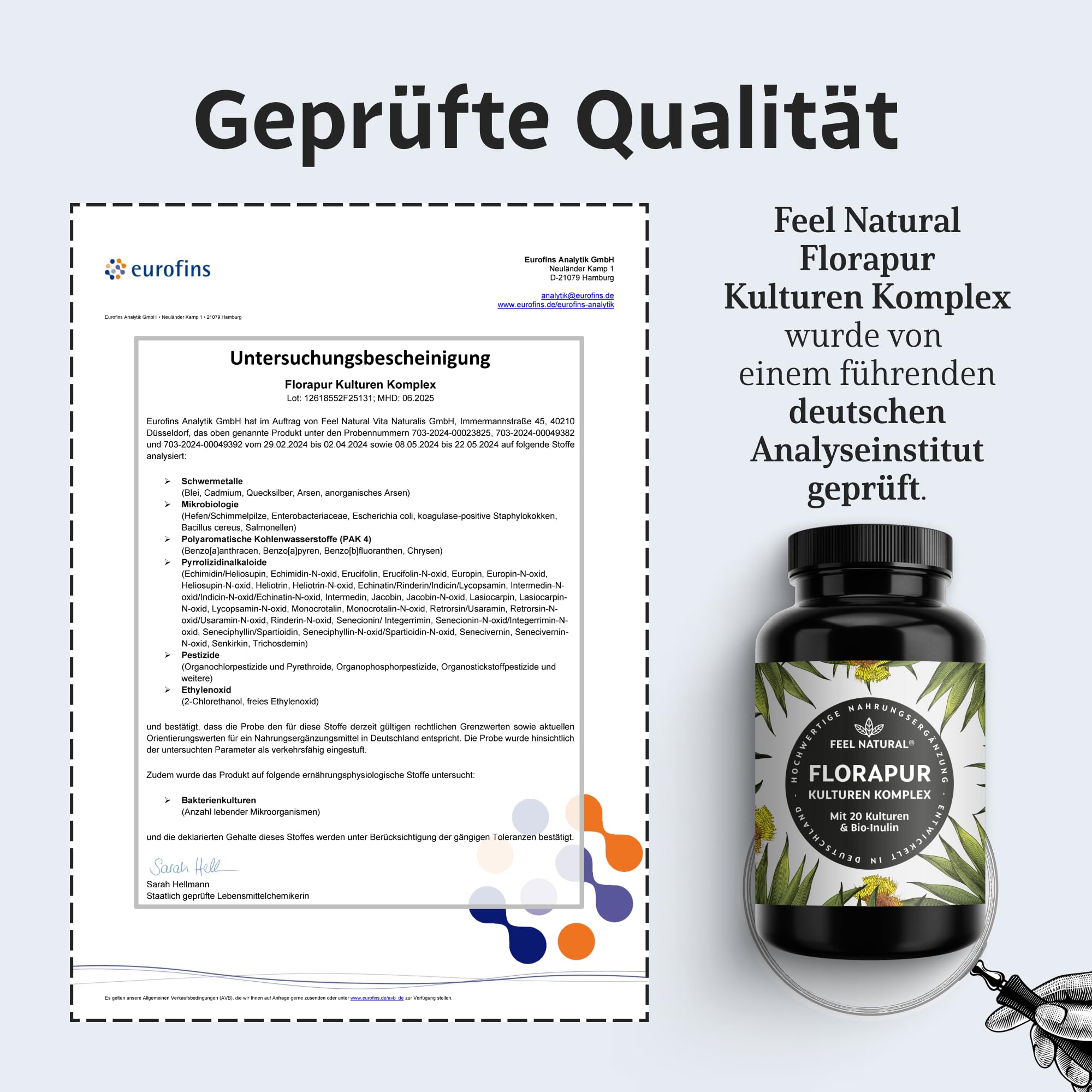 Florapur Kulturen Komplex - 180 magensaftresistente Kapseln - 3 Monatsvorrat - 20 Bakterienkulturen & Bio Inulin - 20 Mrd. KbE je Tagesdosis - Milchsäurebakterien, Bifidobakterien - vegan