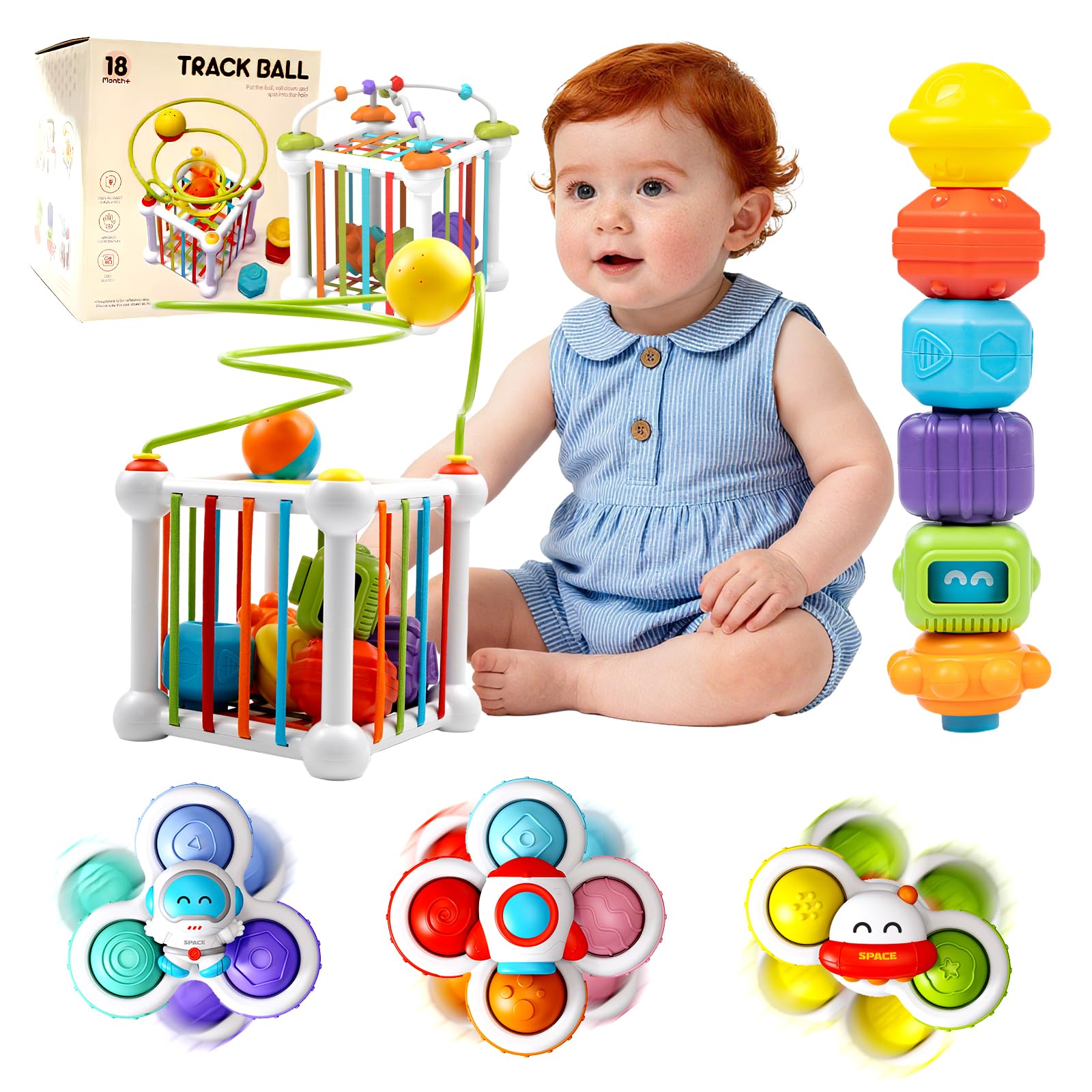 Morkka Montessori Toy for Boys Girls Baby Sensory Bin Shape Sorter Toys Colourful Cube