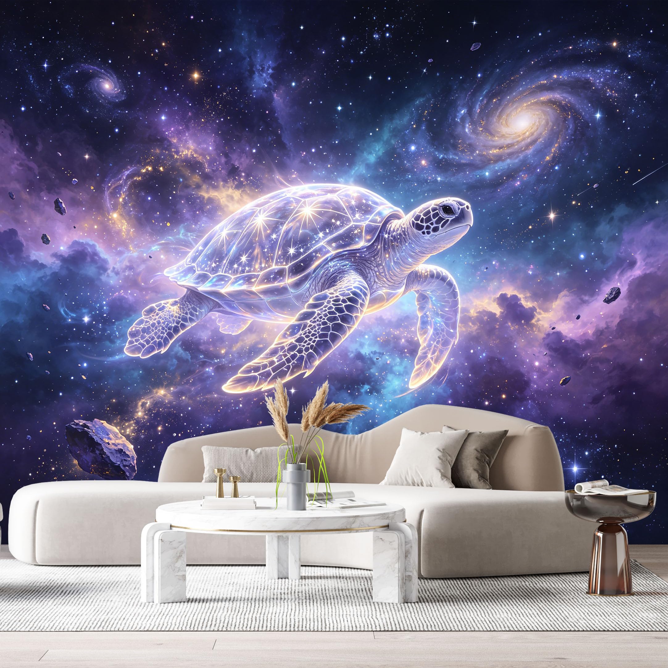 Custom Size Wall Murals Cosmic Space Sea Turtle Galaxy Abstract 3D Starry Nebula SelfAdhesive Wall Fabric Removable Large Wallpaper for Photo Living Room