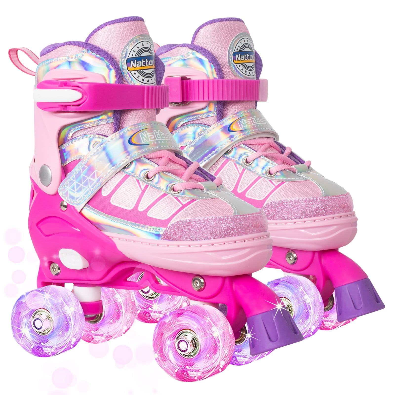 AS Roller Skates for Kids Boys Girls, 4 Size Adjustable Rollerskates with Light Up Wheels for Children Beginners for Outdoor Indoor