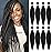 Pre-Stretched Braiding Hair Extensions Black-16 Inch 8 Packs Synthetic Braiding Hair Crochet Braids, Natural Easy Braid Crochet Hair, Hot Water Setting Professional Soft Yaki Straight Texture (1B)