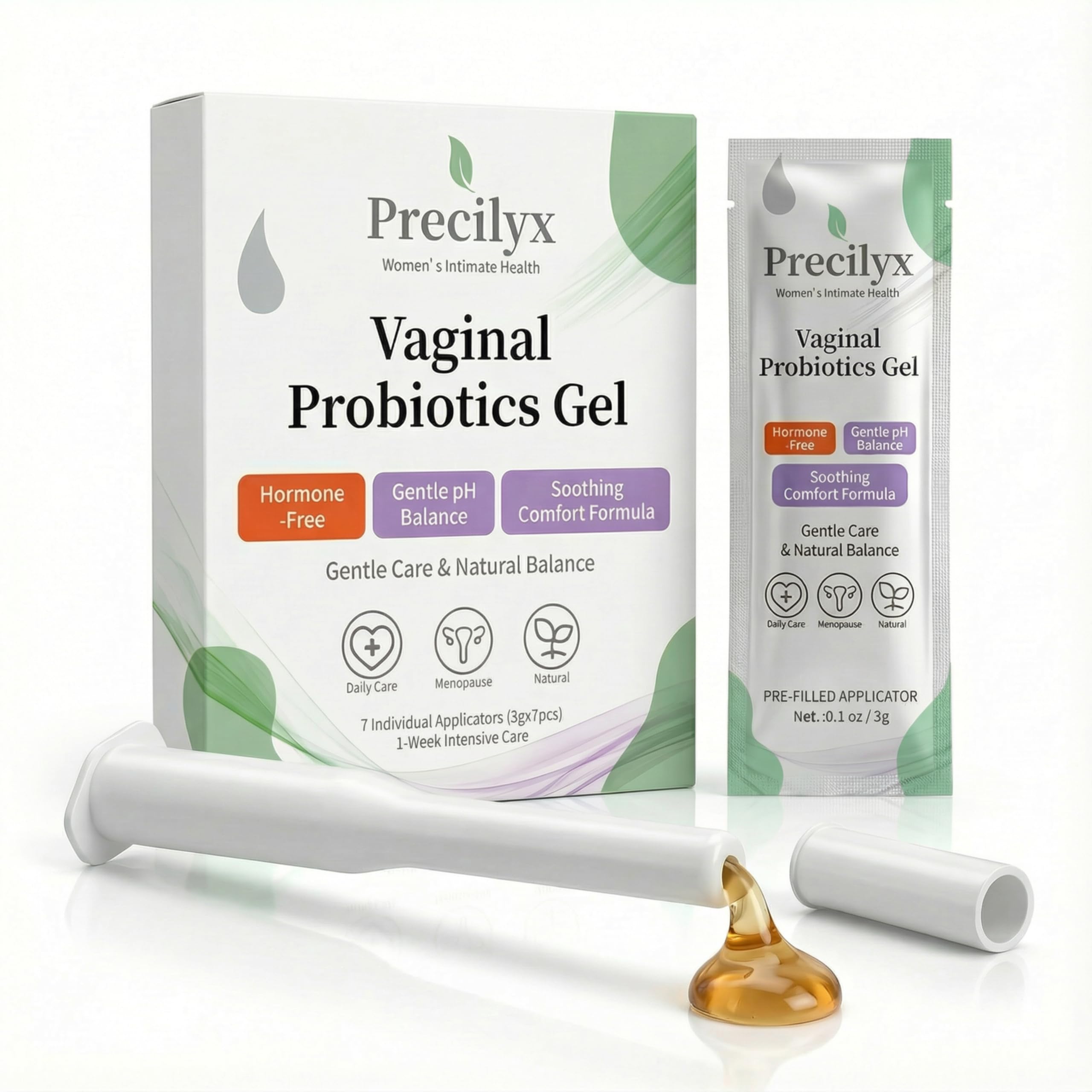Precilyx Vaginal Probiotics Intimate Care Gel for Women with Boric Acid Odor Control,Itch Relief & pH Balance Hormone-Free | BV & Yeast Infection Care