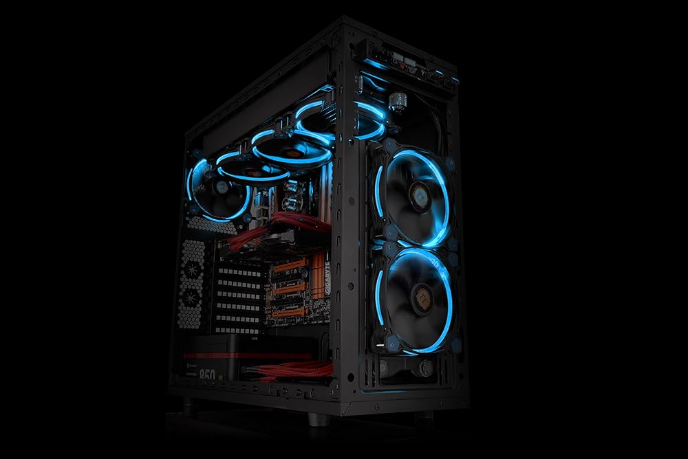Thermaltake Riing 12 Series Blue High Static Pressure 120mm Circular LED Ring Case/Radiator Fan with Anti-Vibration Mounting System Cooling thumbnail 2