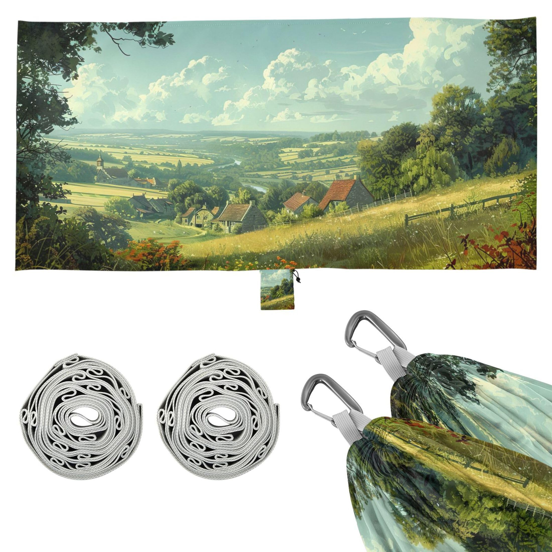 Takiito Farmland Hammock 330 lb Capacity Travel Camping Hammock with Tree Straps, Portable Lightweight for Outdoor Beach Backpacking Backyard Patio