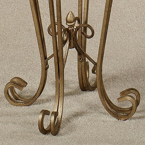 Miniatura 4 de Touch of Class Mesa pedestal de metal calcedonia con desplazamiento  Vidrio biselado  Oro antiguo  Hecho de hierro  Parte superior cuadrada  Estilo