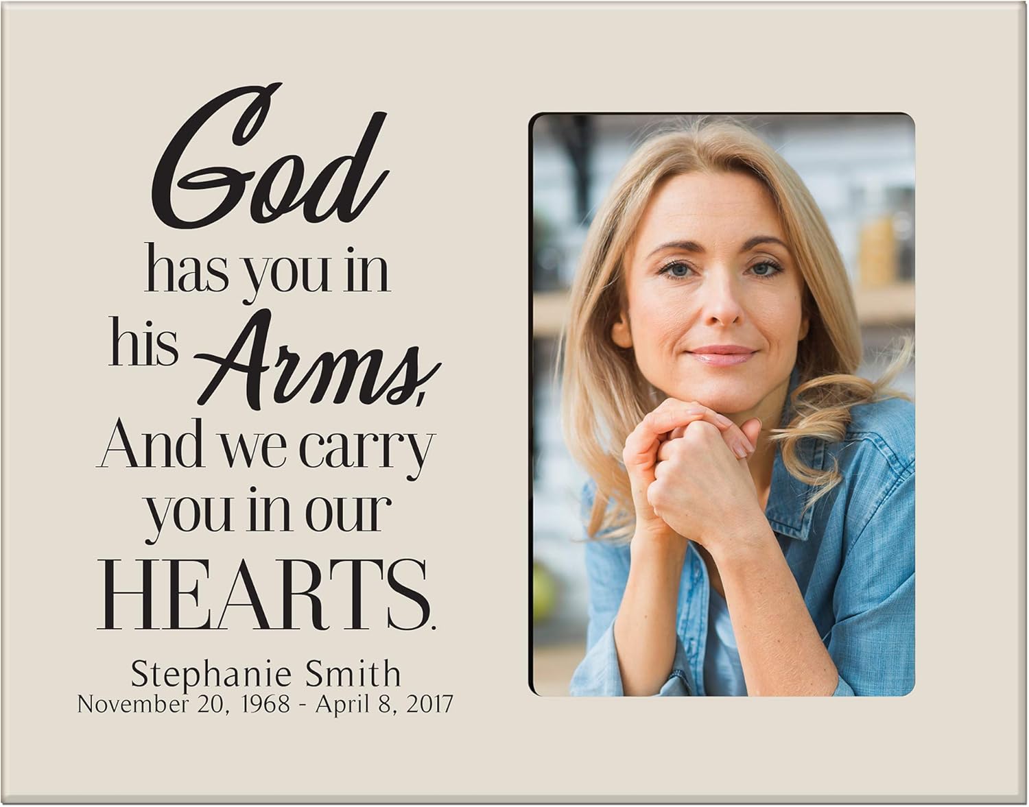 LifeSong Milestones Personalized Wooden Picture Frame for Loss of Loved One Holds 4x6 Photo Funeral Keepsake God Has You Bereavement Remembrance (Gray)