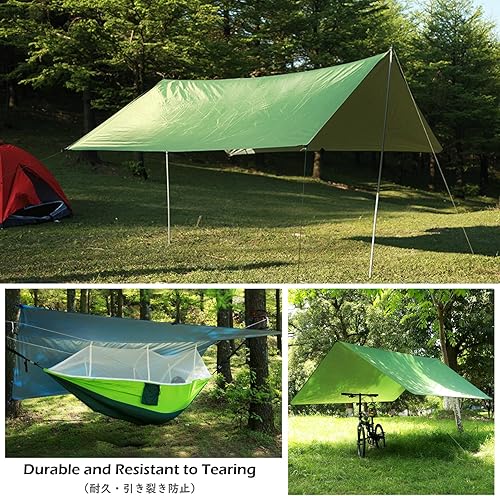 Miniatura 48 de TRIWONDER Hamaca para lluvia, mosca, lona impermeable, tienda de campaña, huella, tela de suelo, para mochileros, refugio de campamento, para 01