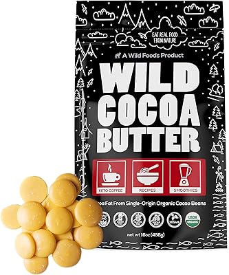 Wild Foods Organic Cocoa Butter Wafers | Raw Plant-Based & Cold-Pressed Cacao Keto Discs | Food Grade & Vegan White Sugar ...