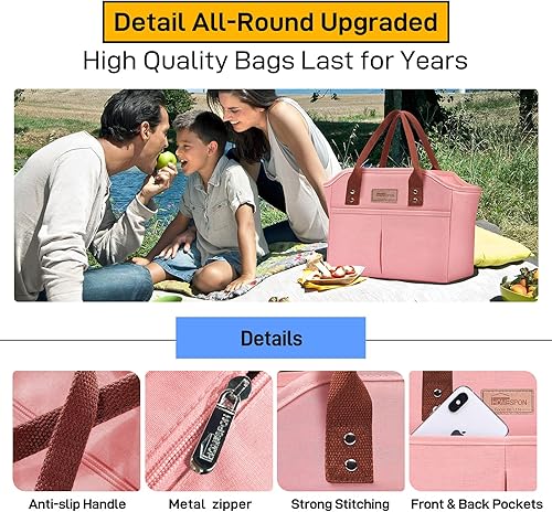 Miniatura 3 de HOMESPON - Lonchera moderna, térmica para caliente y frío, reutilizable, con bolsillos, para mujeres y hombres, para el trabajo, para ir de compras