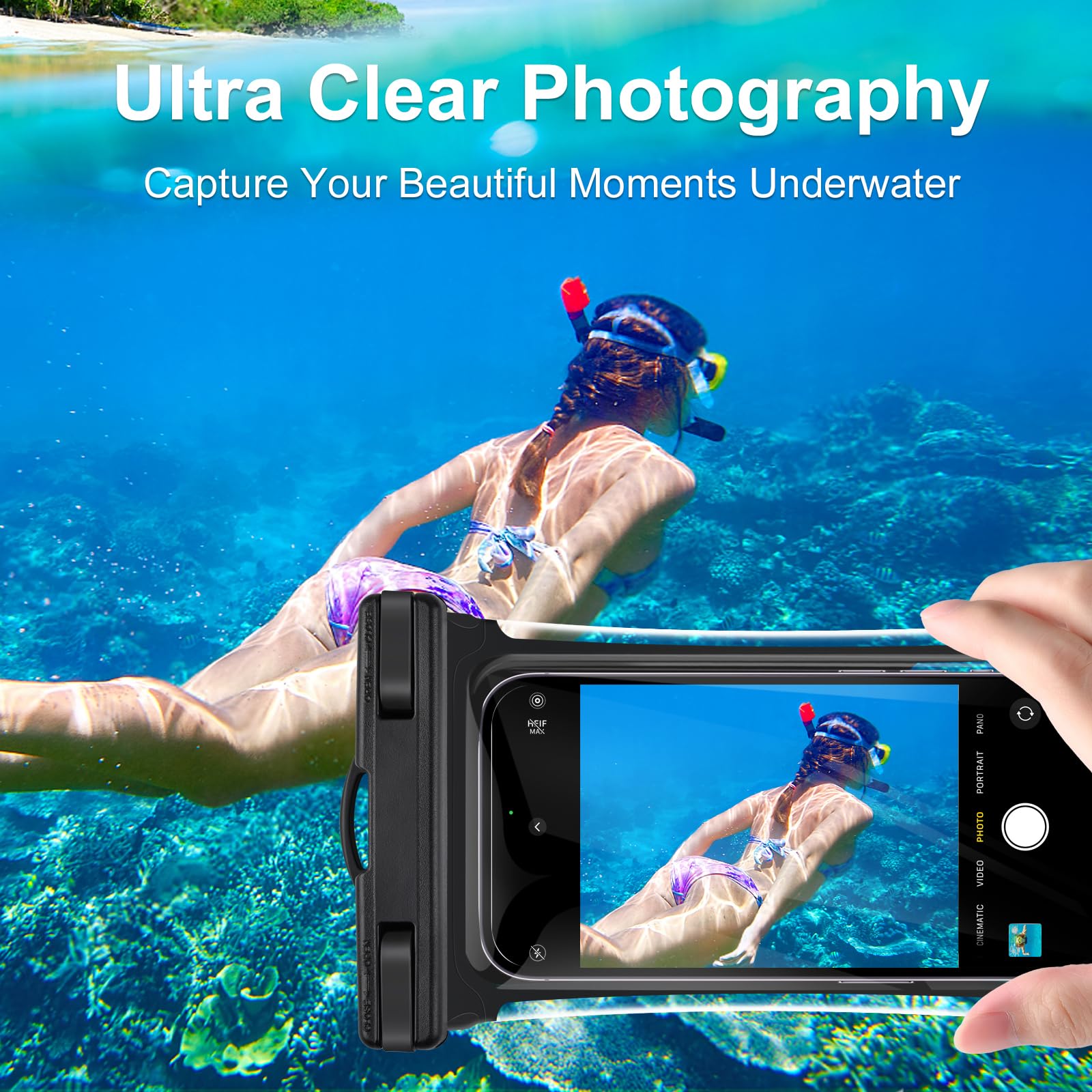 Custodia Impermeabile Borsa Impermeabile [2 Pezzi] IPX8 Custodia Impermeabile Smartphone Universale Borsa Protezione Cover Subacquea per iPhone 15 14 13 12 11 Pro Max Plus Galaxy S24 S23 Fino a 7.2"