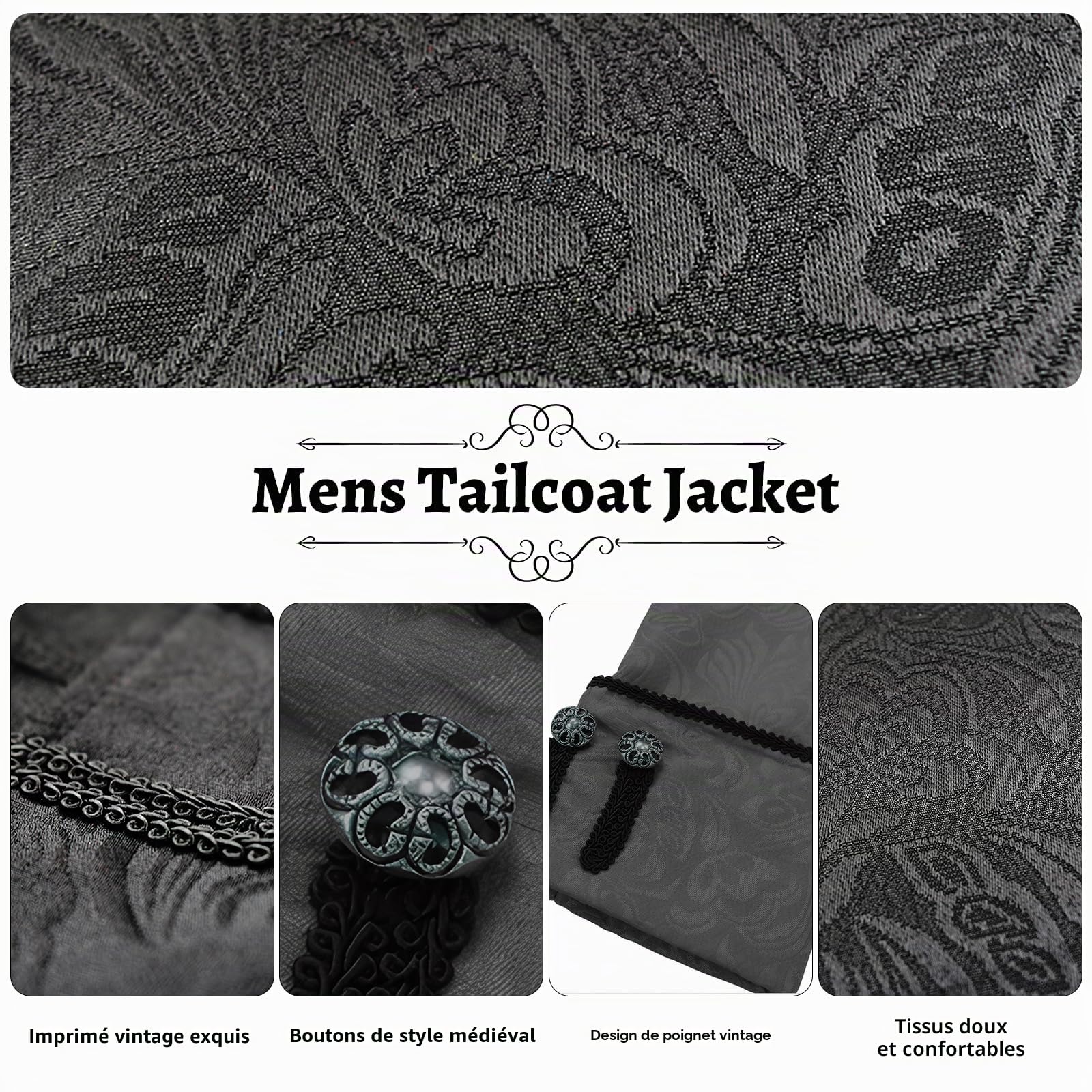 Vêtements médiévaux pour hommes, manteau steampunk pour homme, costumes d'Halloween, cosplay, uniforme steampunk gothique médiéval