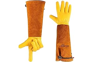 Large Puncture Proof Leather Gloves with Long Cuffs for Rose Pruning