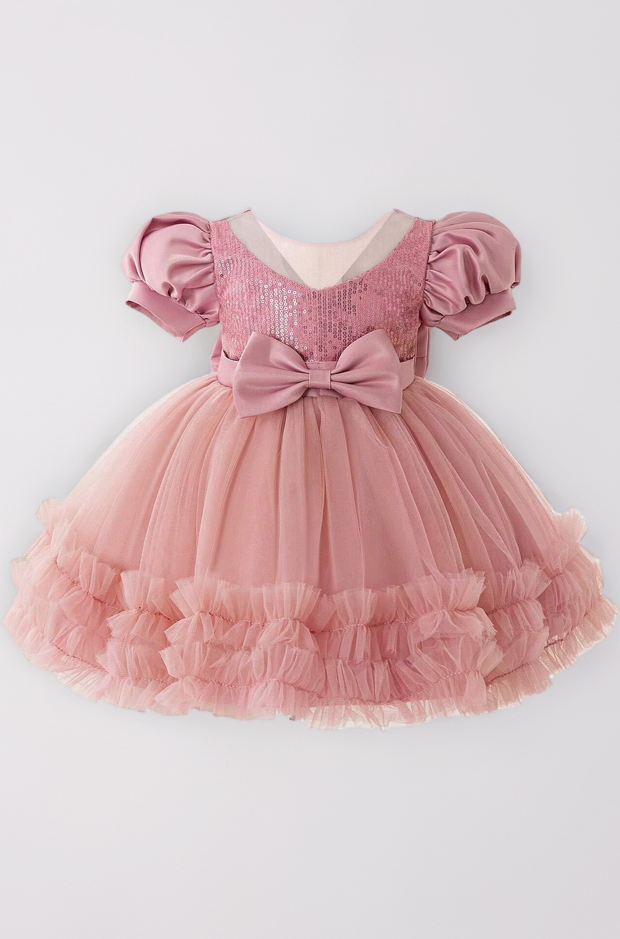 Rollar Frock net Embroidery Work Ruffle Patterned Flared Short Sleeve Girl Frock, Pack of 1