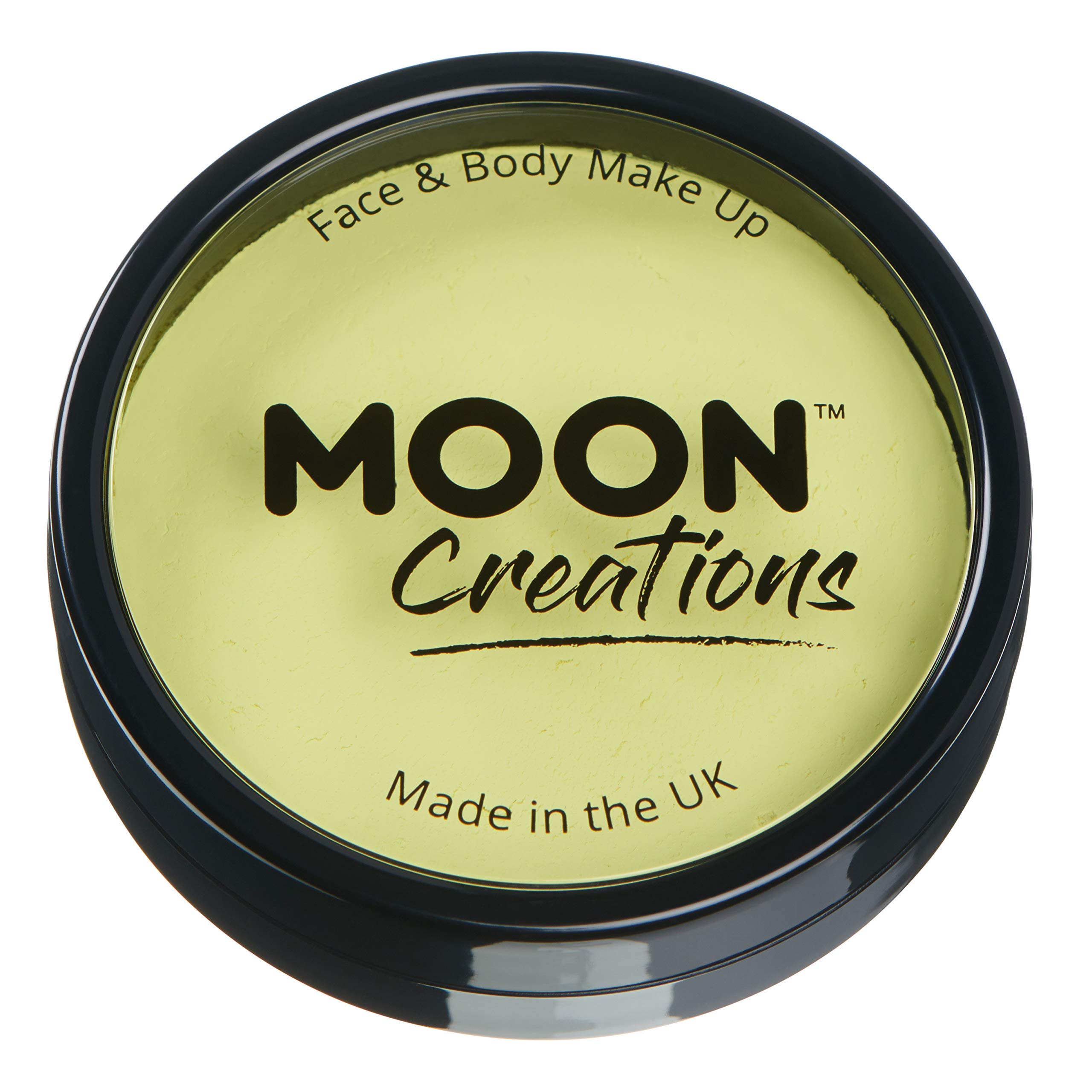 Pro Face & Body Paint Cake Pots by Moon Creations - Light Yellow - Professional Water Based Face Paint Makeup for Adults, Kids