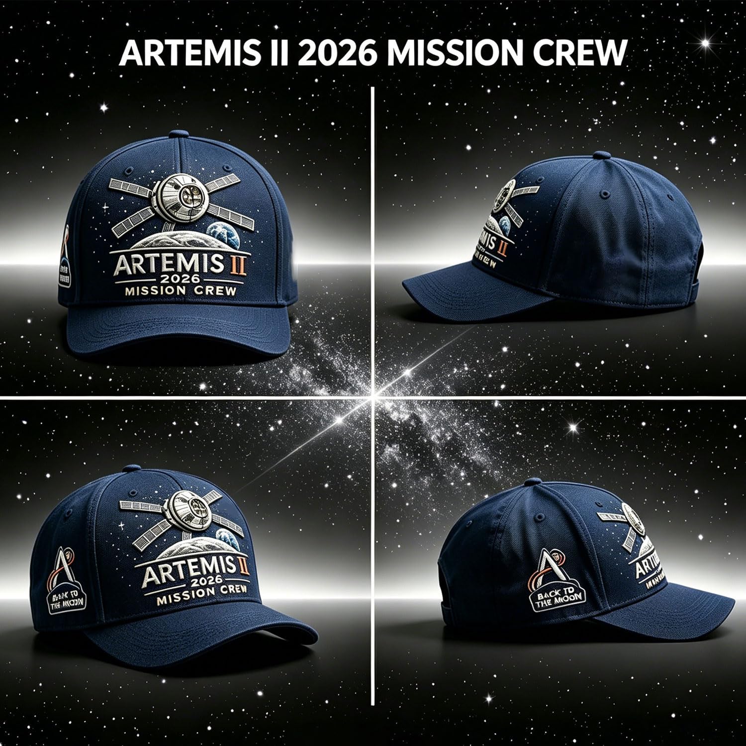 Generico Artemis II Lunar Mission Commemorative Adjustable Embroidered Baseball Hat