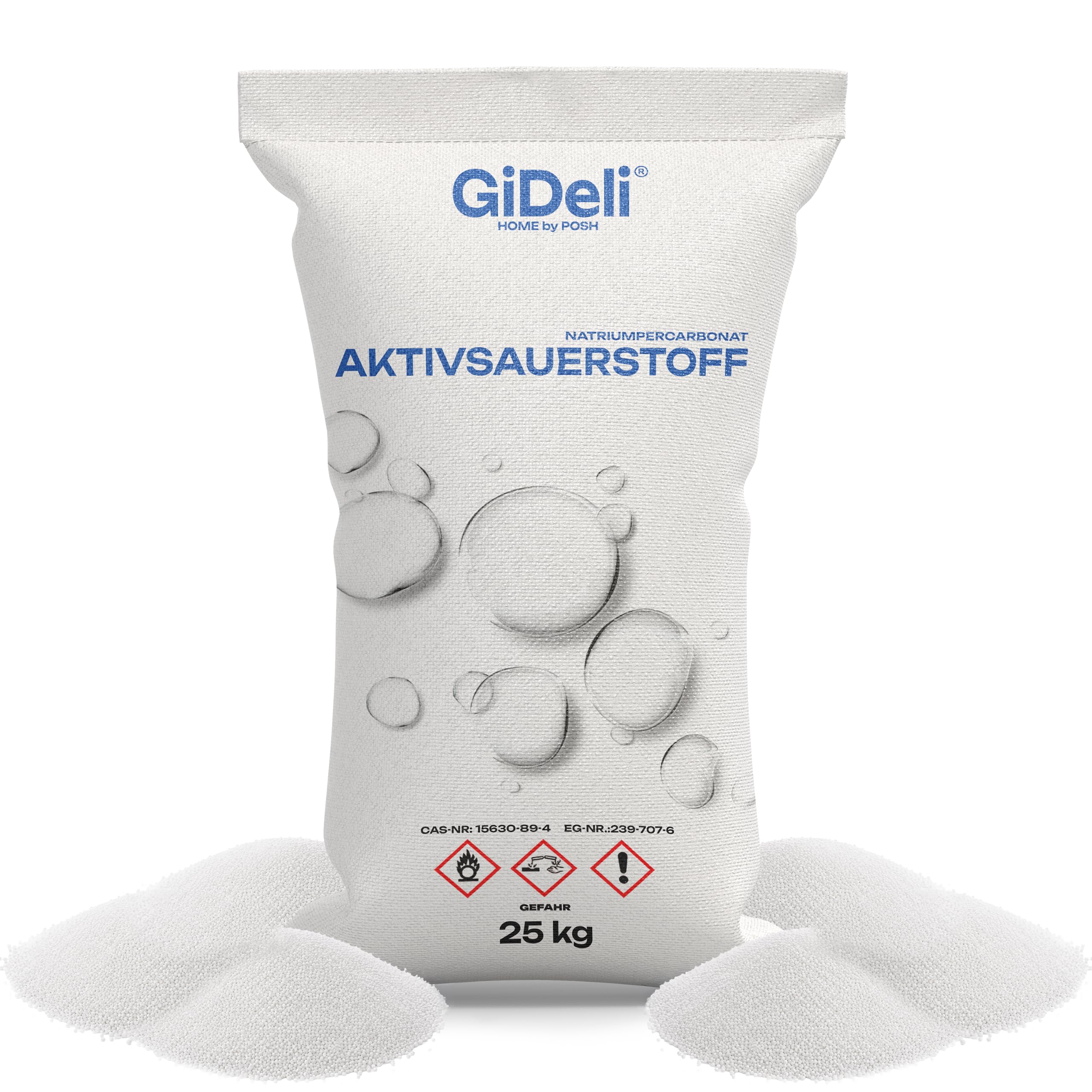 GiDeli Oxígeno activo detergente y quitamanchas 25 kg – Limpiador oxi sin cloro contra manchas y decoloración persistentes – Amplificador de lavado inodoro para ropa blanca y colorida