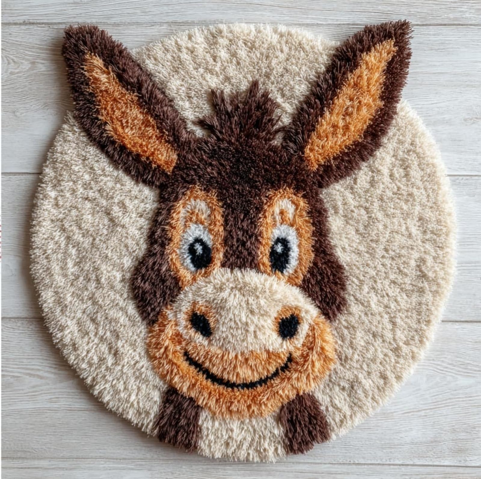 WallustrioaW DIY Latch Hook Rug Kits for Beginners Adults,Cute Donkey,Latch Hook Rug Kits Carpet Making Crafts DIY Craft Gifts,50x50cm
