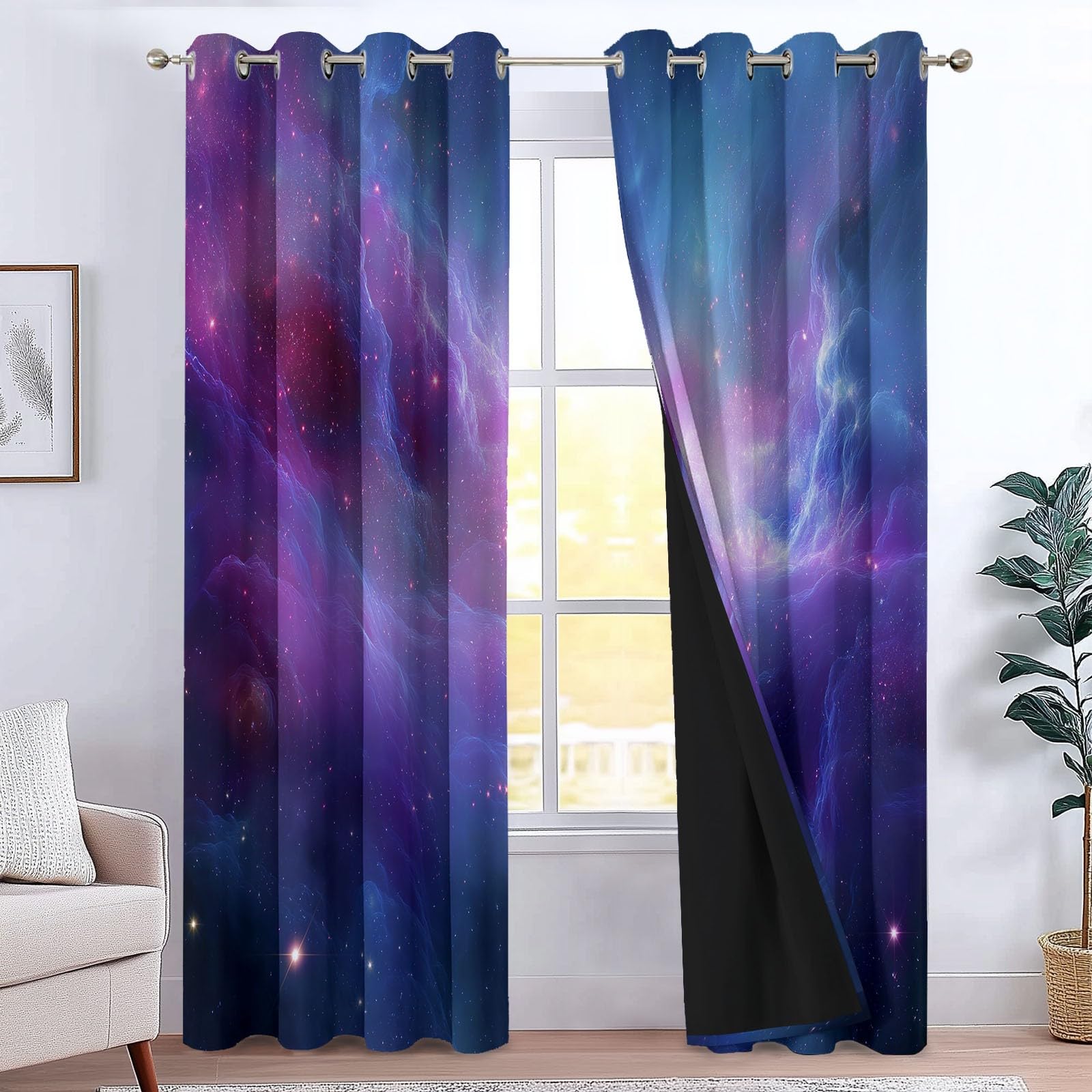 Vorhänge Blickdicht Traum Universum, Verdunkelungsvorhänge Gradient Nebel Gardinen mit Ösen 2er Set für Schlafzimmer Wohnzimmer Kinderzimmer Fensterdekoration H 245 x B 140 cm