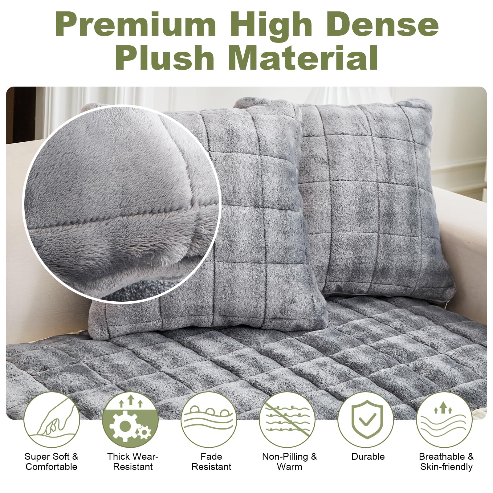 LiveGo Milk Velvet Sofa Cover, Washable Pet-Friendly Couch Cover, Non-Slip Fuzzy Sofa Protector for 2/3/4 Seater - Image 3