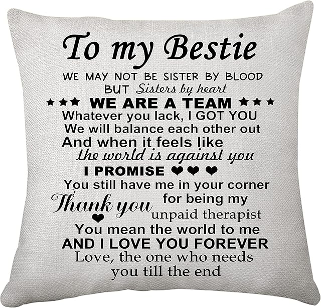 Gift for Bestie Cushion Covers Friendship Gift for Women Girl Sister Close Friends Pillowcase Gift for Birthday Christmas Graduation Present (To My Bestie)