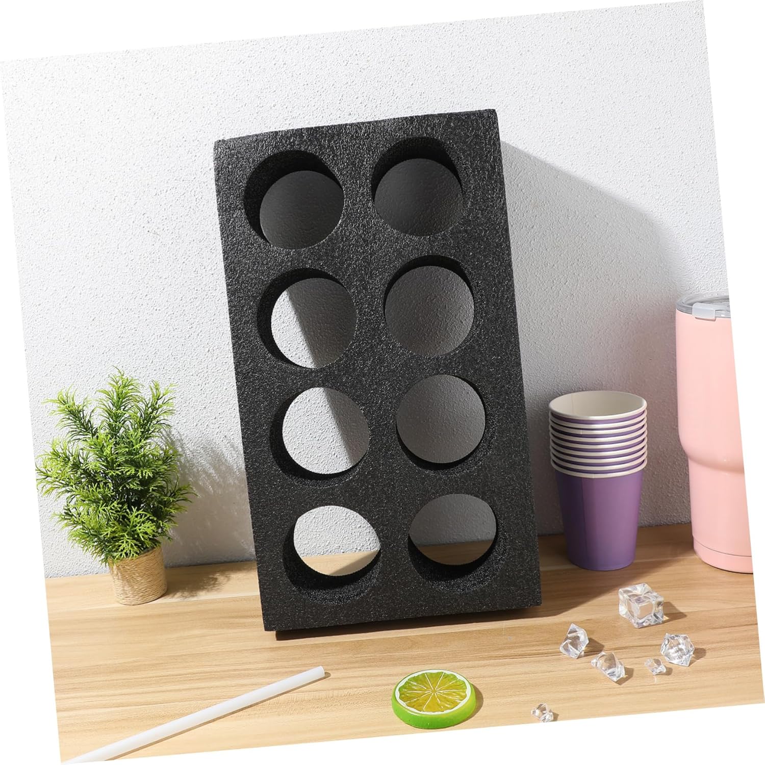 3pcs Beverage Carrier Tray Eight Compartments Lightweight Cotton Drink Holder for Takeout Non- and Easy to Clean for Parties and Events
