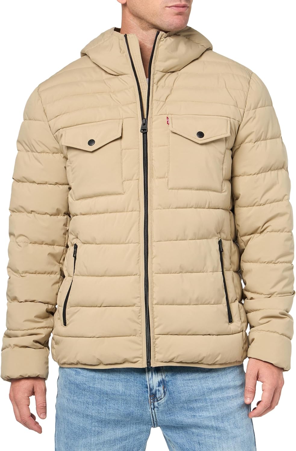 Water Resistant Performance Stretch Hooded Puffer Jacket