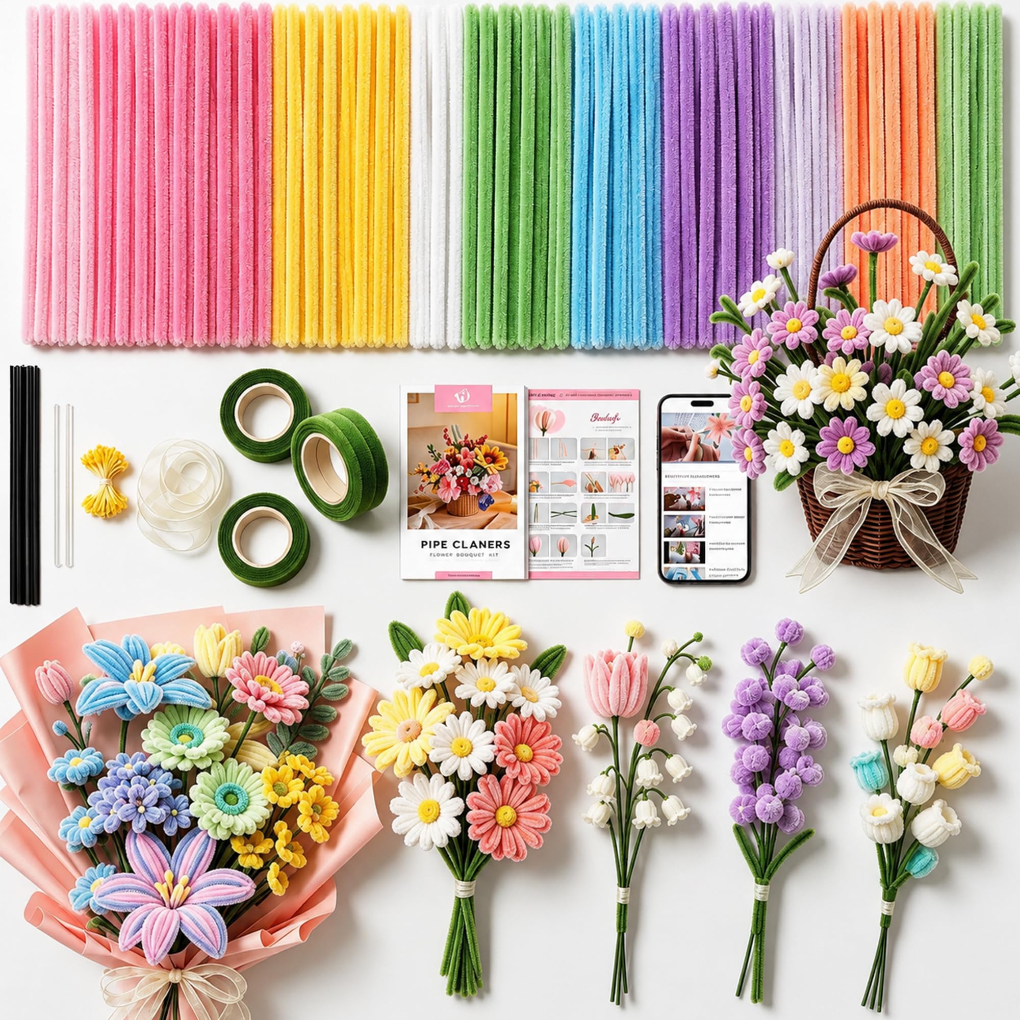 Kit completo per la creazione di bouquet di fiori fai da te, 1050 pezzi