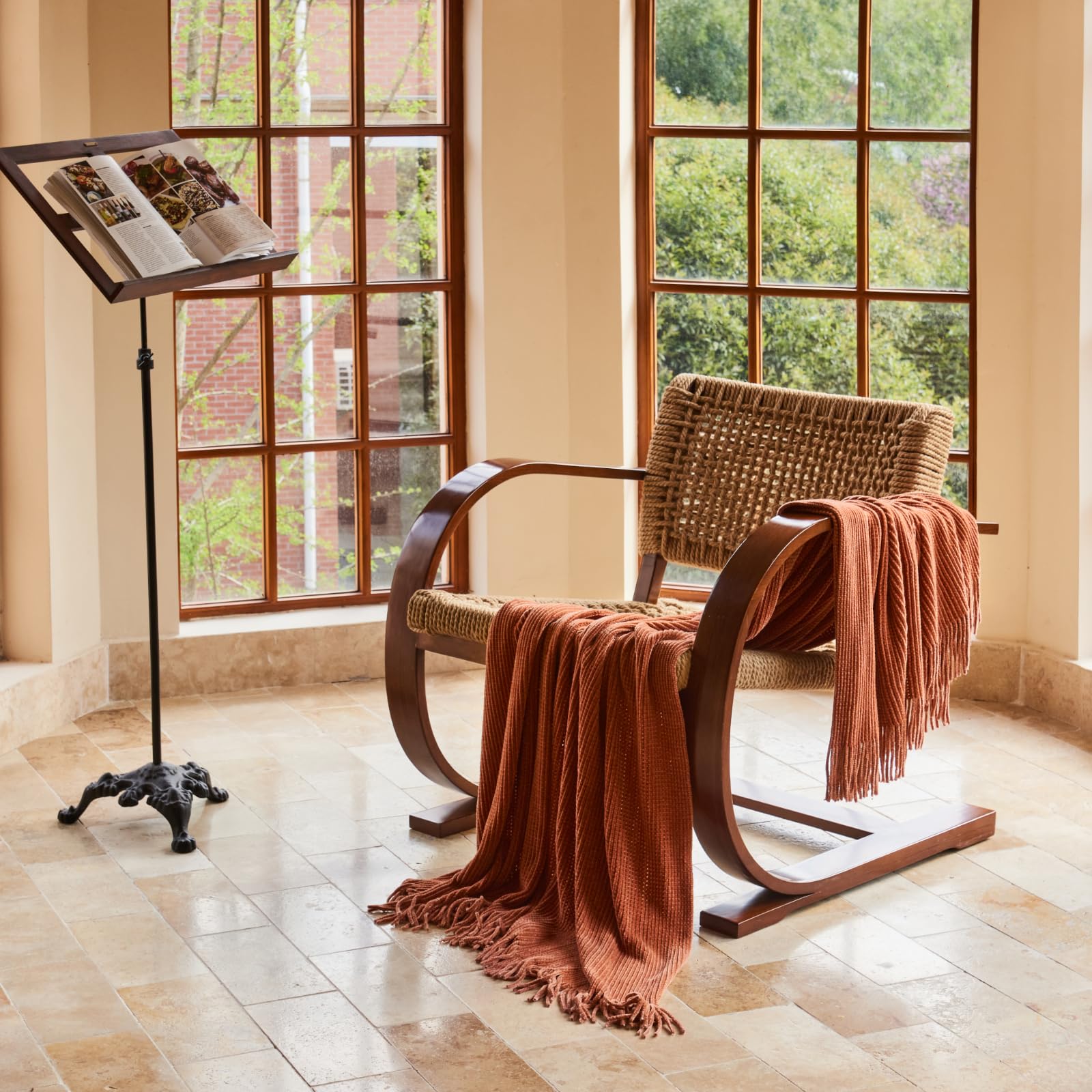 Manta Tejida de Punto para sofá de Lifin, 127 x 152 cm, Suave, acogedora, Ligera, con Textura, para Silla de Viaje, Apta para Todas Las Estaciones (Chenilla roja)
