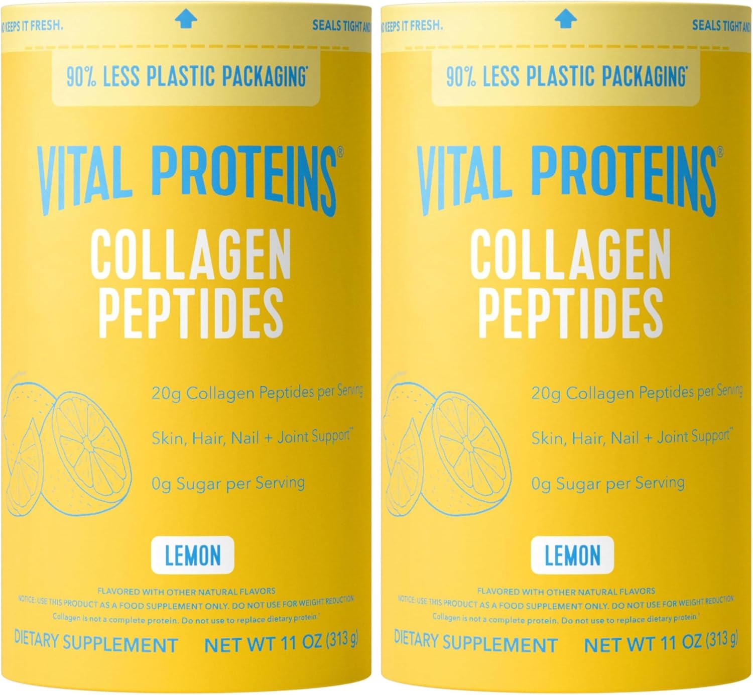 Vital Proteins Collagen Peptides Powder, Supplements, Hair & Skin Health, 14 Servings, Lemon (Pack of 2)