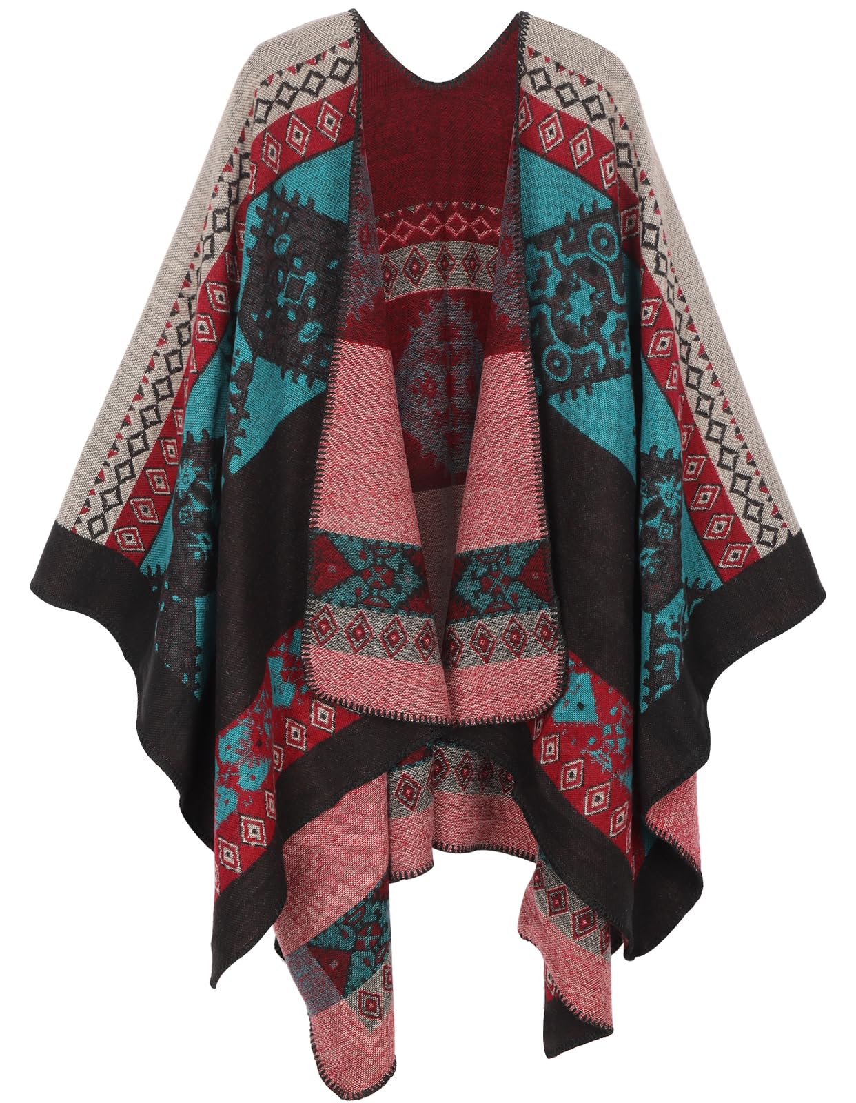 Women's Shawl Wraps Open Front Poncho Cape Oversized Sweaters Casual Cardigan Shawls for Fall Winter