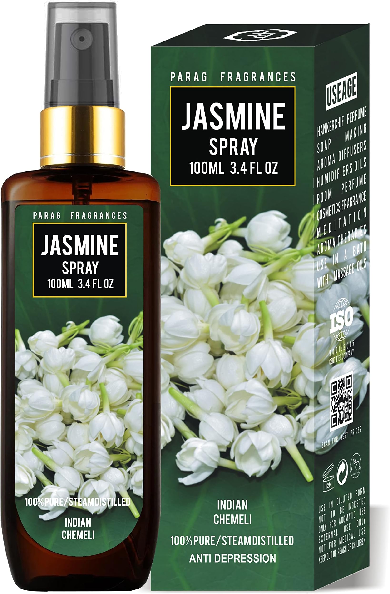 Parag fragrances Natural Room Perfume Spray/Air Freshener (Long Lasting And Made With Natural Essential Oils) 100Ml (Jasmine)