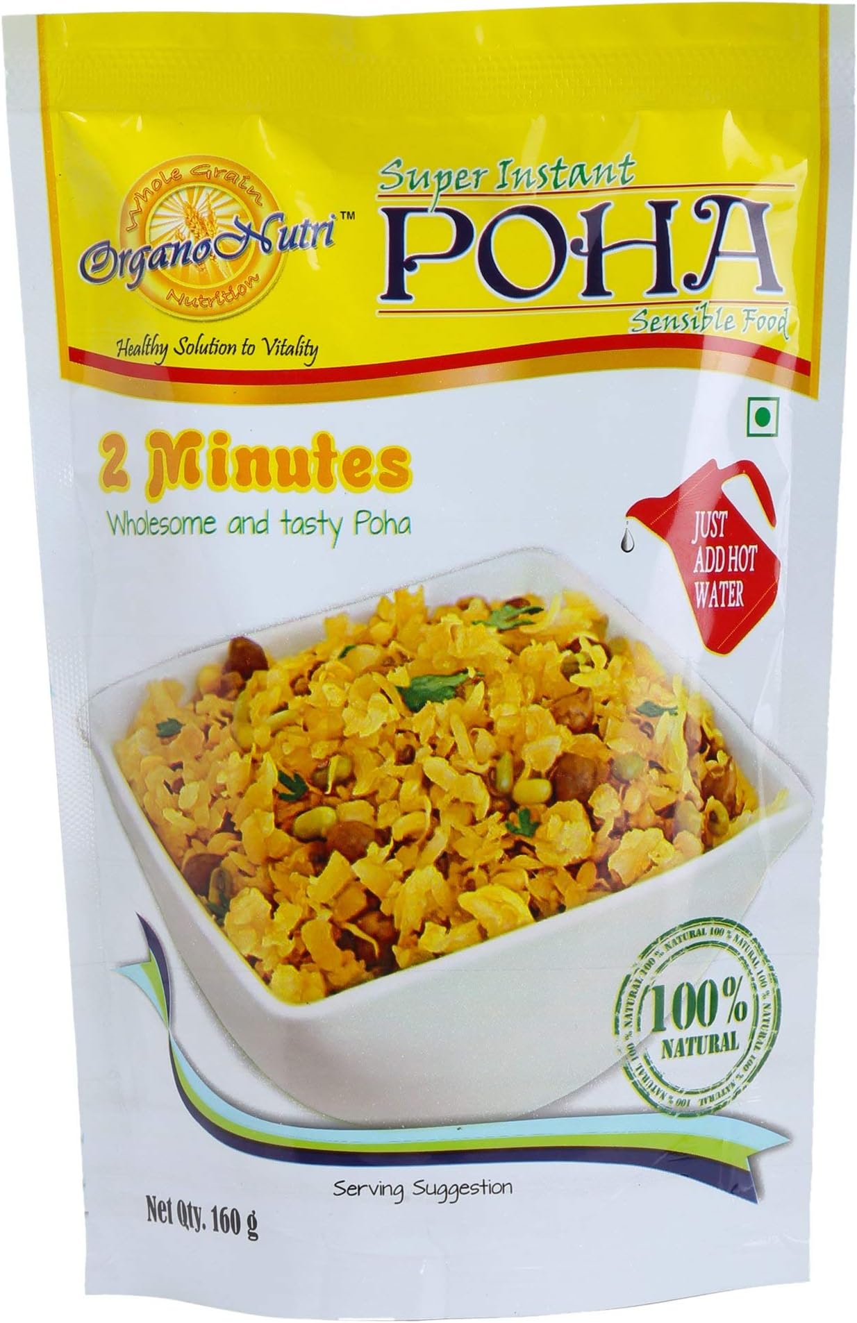 OrganoNutri Instant Poha Plus | 2400 gm | Pack of 15